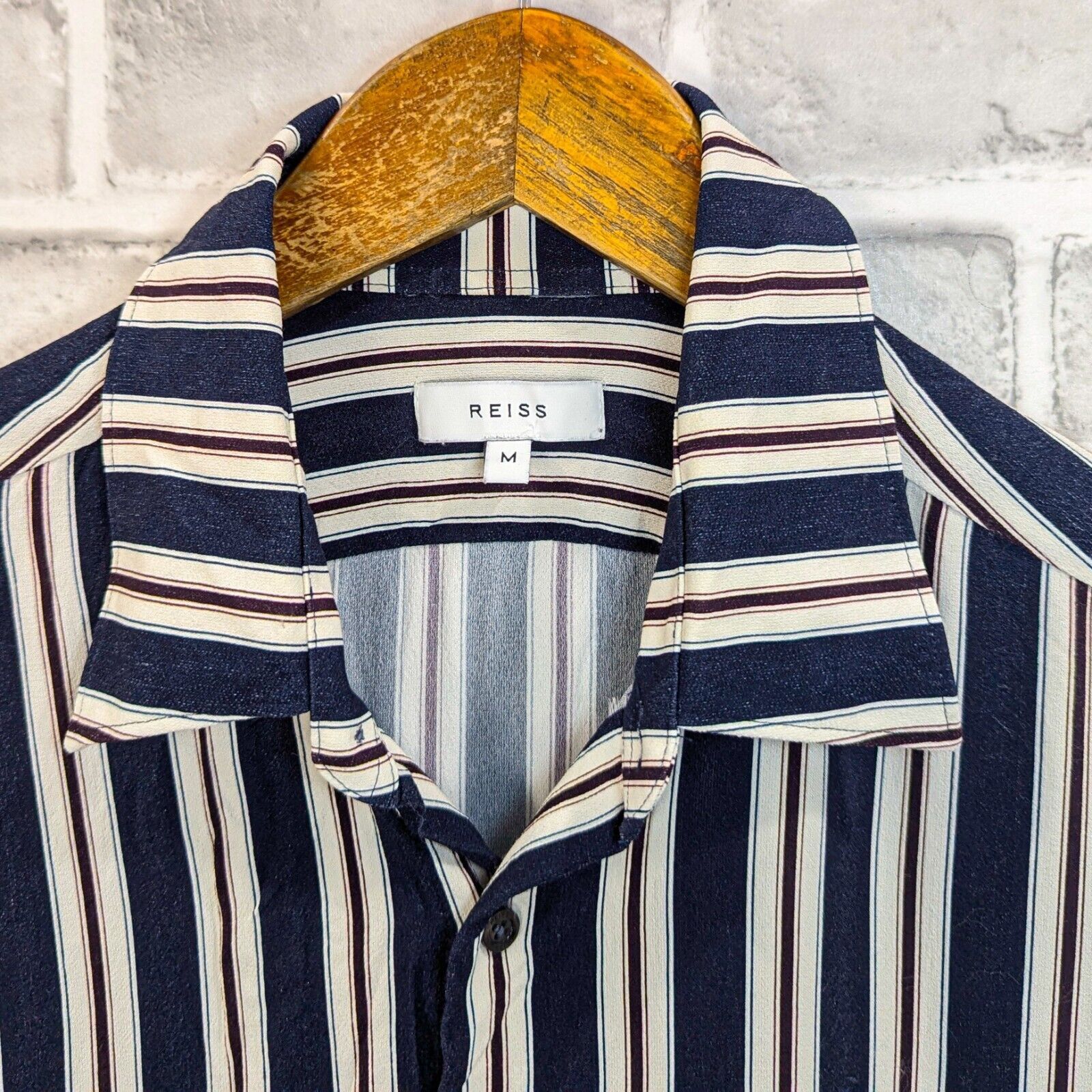 Reiss REISS Men's Button up Keanu Striped Shirt Blue Stripes Size US M / EU 48-50 / 2 - 2 Thumbnail
