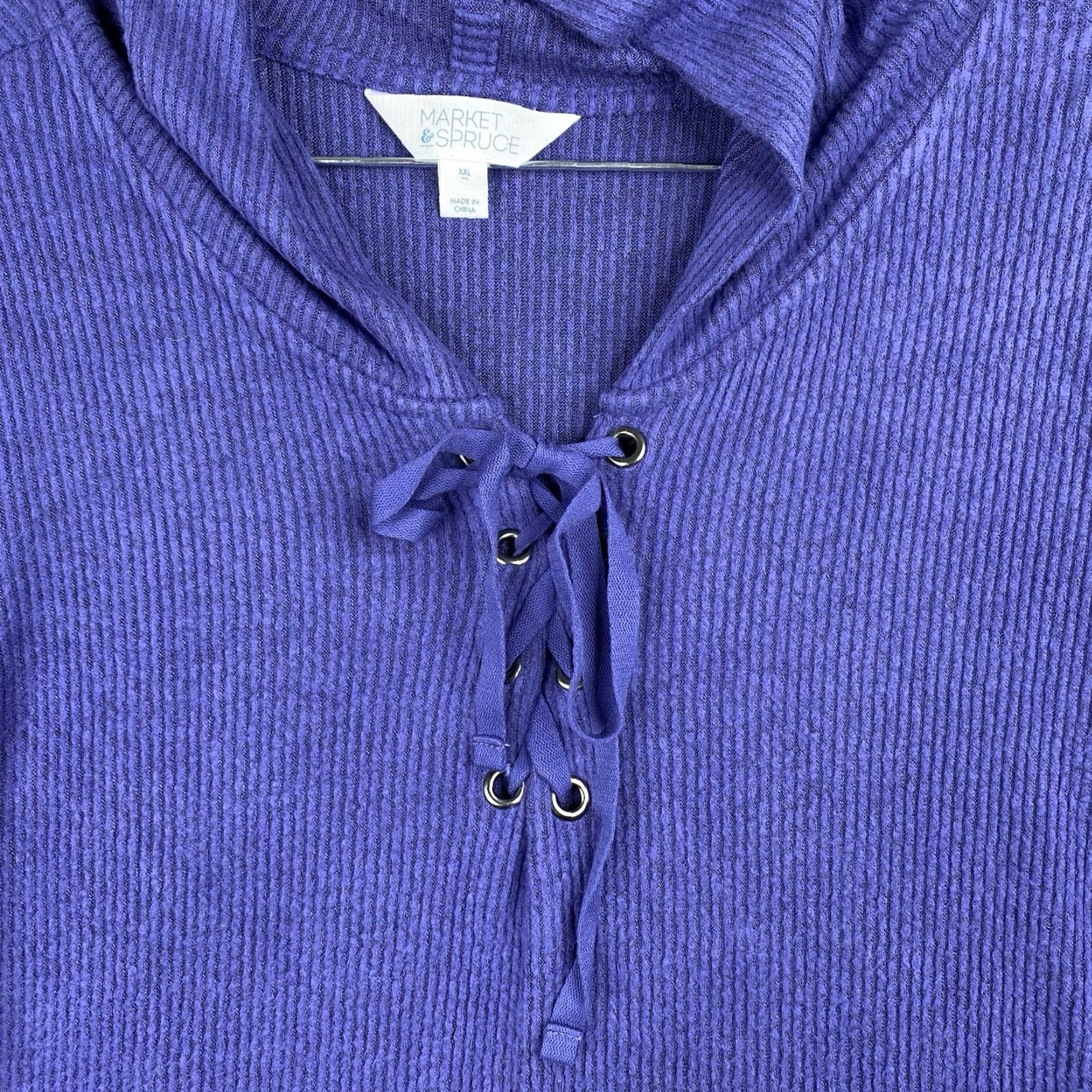 Market Market & Spruce Hoodie Women XXL Purple Knit Stretch Hooded Long Sleeve Ribbed Sweater Size XXL / US 16-18 / IT 52-54 - 2 Thumbnail