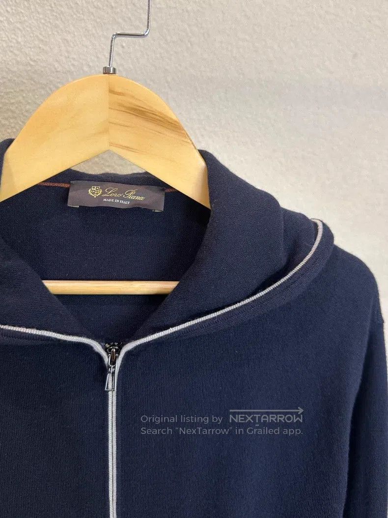 Loro Piana Loro Piana Navy blue hooded zipper knit jacket Size US M / EU 48-50 / 2 - 5 Thumbnail