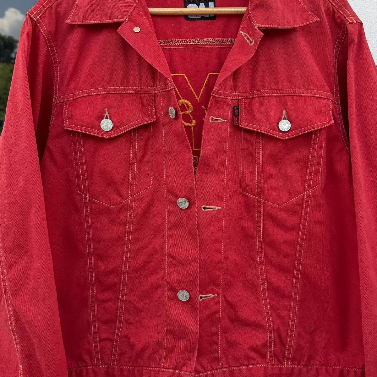 Vintage 🔥VTG Kansai Sports Embroidery Red Denim Trucker Jacket 1997 Size US M / EU 48-50 / 2 - 8 Thumbnail