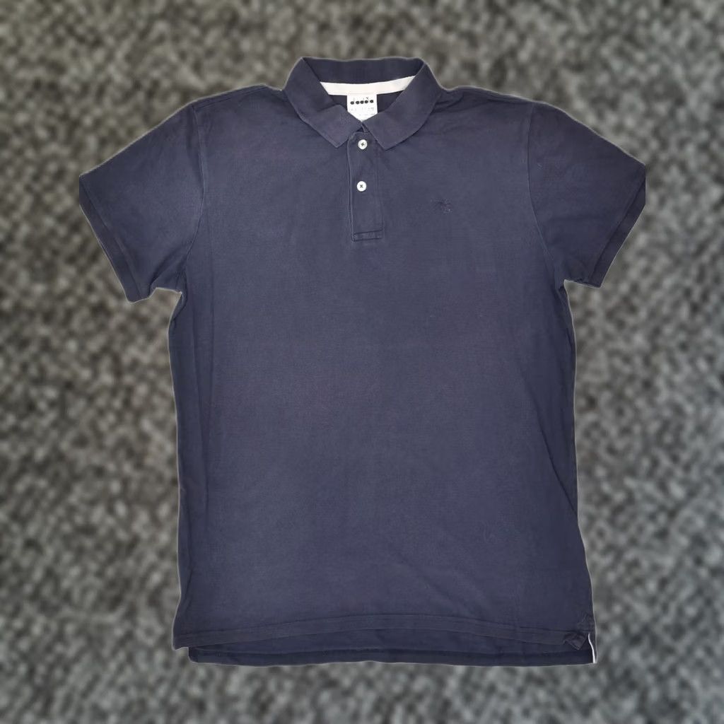 Diadora DIADORA Mens Polo Shirt Large Navy Blue Cotton AA06 Size US L / EU 52-54 / 3 - 1 Thumbnail