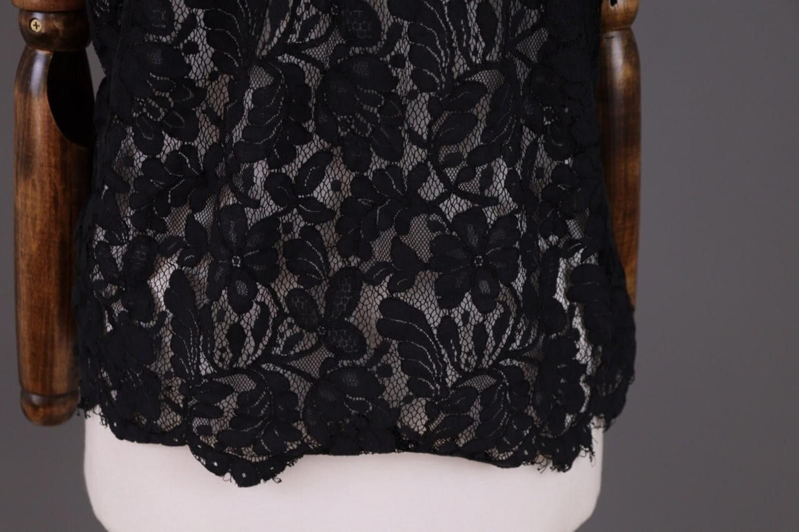 Designer Claudie Pierlot Black Shirt Sleeve Floral Knit Shirt Size 2 Size XS / US 0-2 / IT 36-38 - 2 Thumbnail