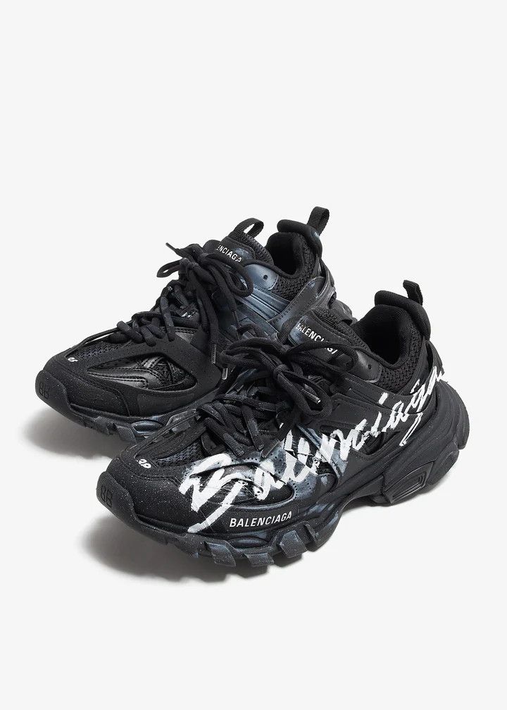 Balenciaga o1s1wg110226 Track Signature Sneakers In Black Size US 5.5 / EU 38 - 4 Thumbnail
