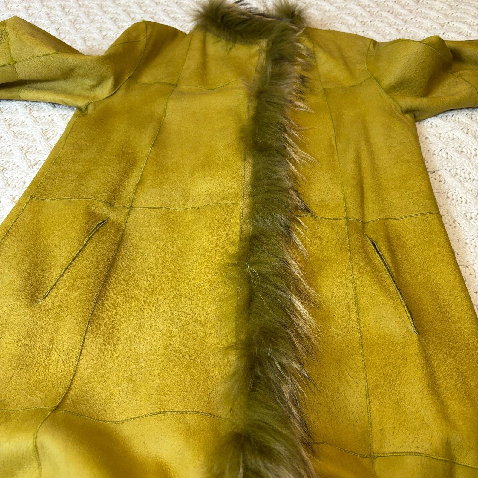 Other Rizal Reversible Fur Coat Olive Green 100% Rabbit Fox Fur & Size M / US 6-8 / IT 42-44 - 2 Thumbnail