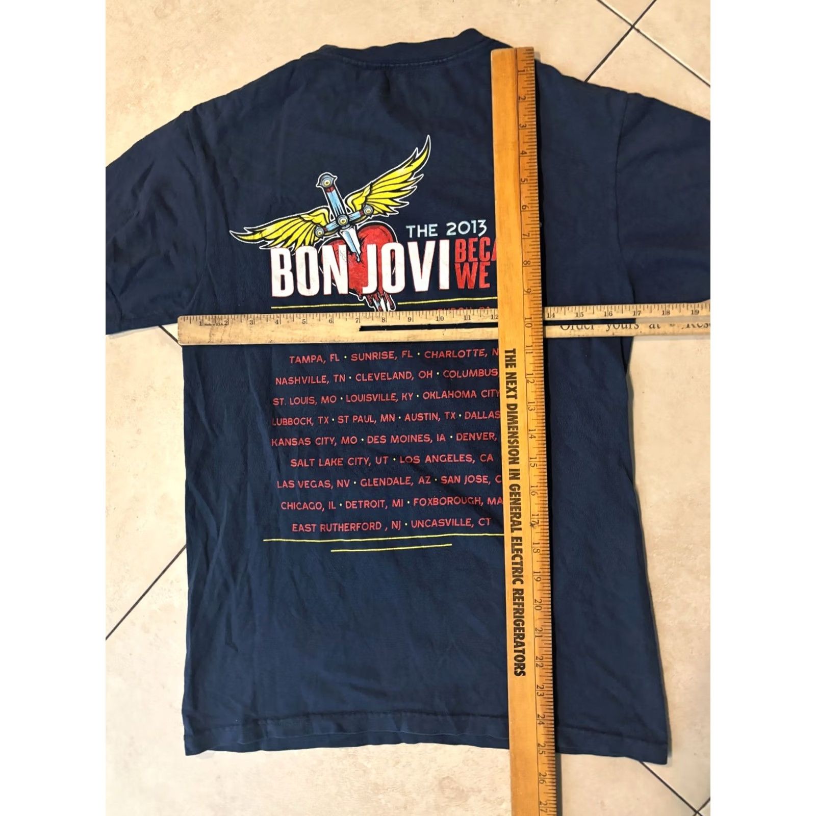 Vintage Bon Jovi Because We Can Tour 2013 What About Now Concert T-Shirt Blue Small Mens Size US S / EU 44-46 / 1 - 5 Thumbnail