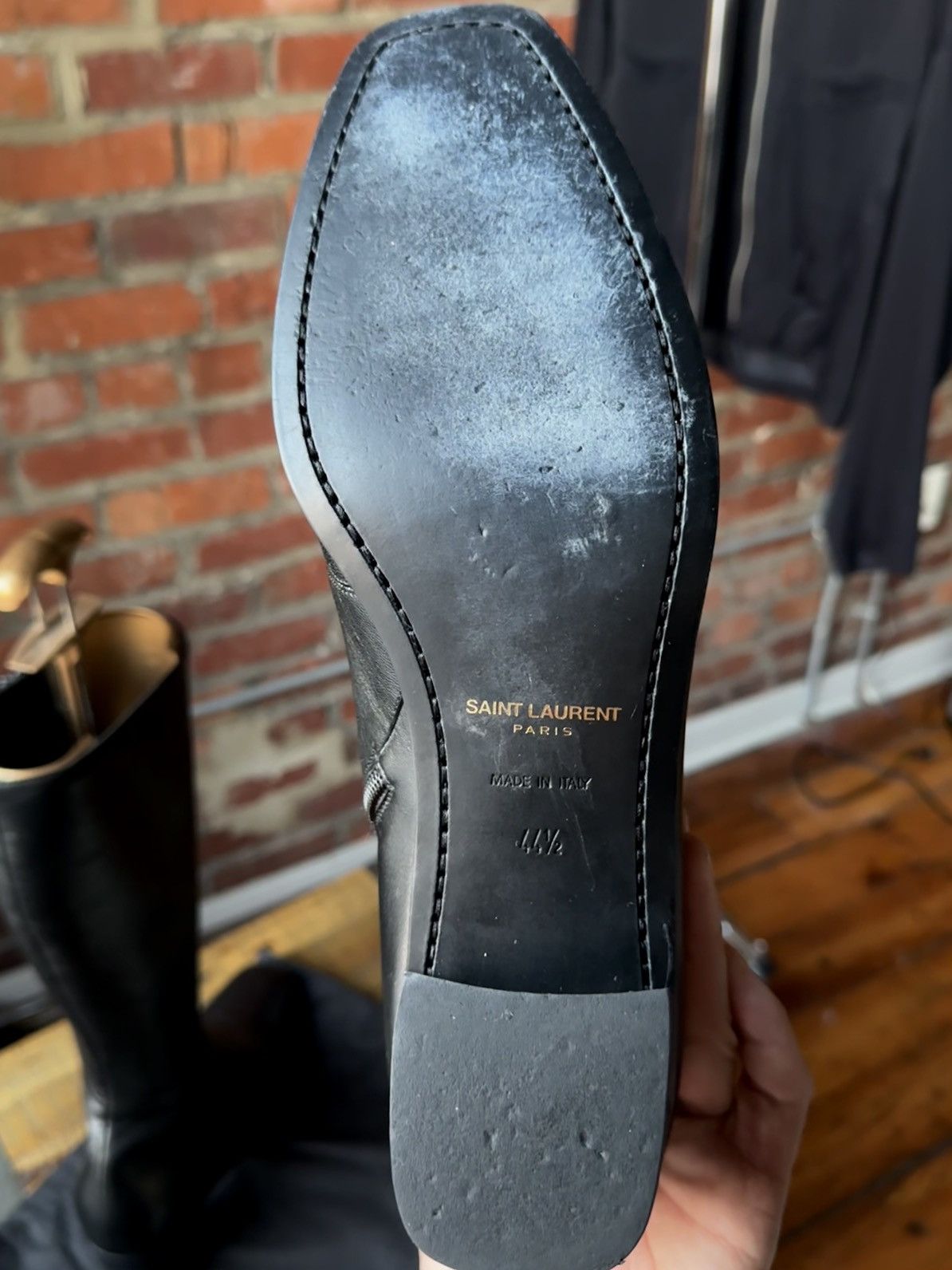 Yves Saint Laurent Otto Zipped Boots in Smooth Leather Size US 11.5 / EU 44-45 - 8 Thumbnail