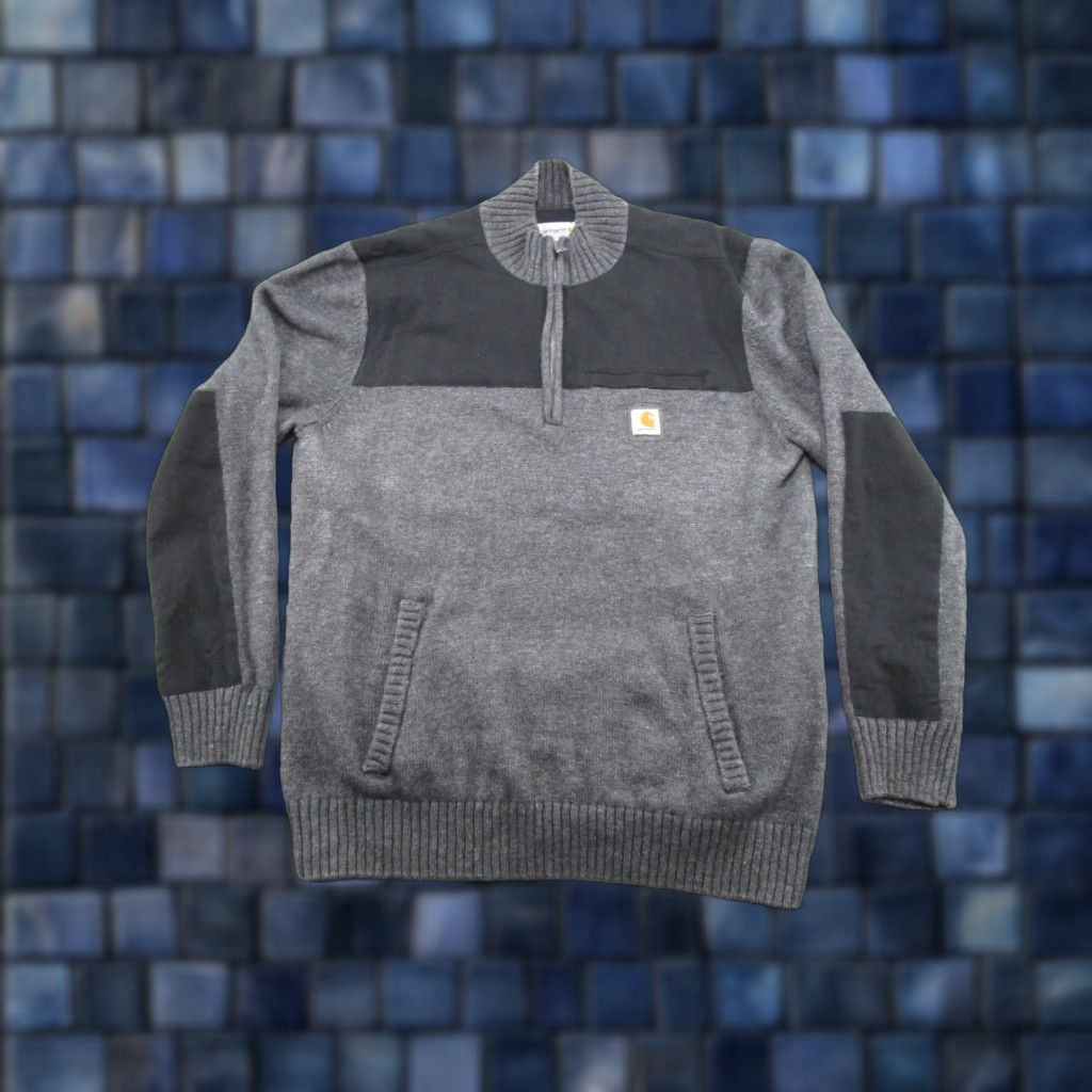 Carhartt VINTAGE Carhartt Sweater Mens XL Gray 1/4 Zip Pullover Wool Nylon Blend 103865-026 Size US XL / EU 56 / 4 - 1 Thumbnail