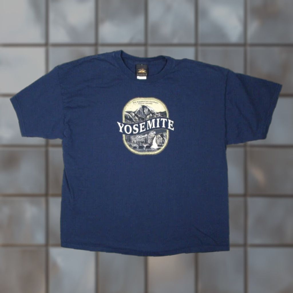 Vintage Vintage Prairie Mountain Yosemite T-Shirt Men 2XL Blue Short Sleeve Crew Neck Cotton Bohemian Summer Seasonal Size US XXL / EU 58 / 5 - 1 Thumbnail