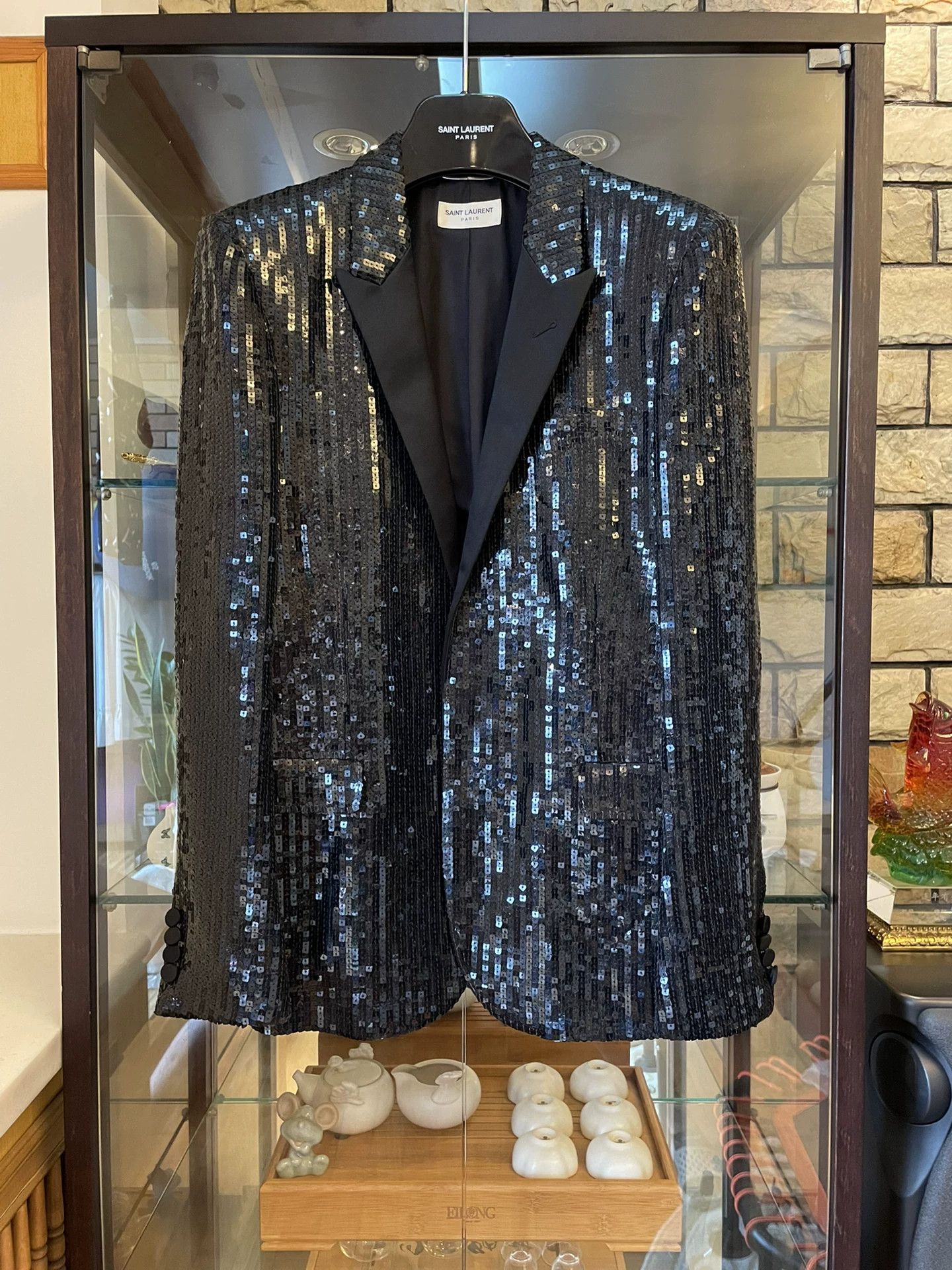 Saint Laurent Paris Saint Laurent Paris Black scale smoking jacket Size US M / EU 48-50 / 2 - 1 Thumbnail
