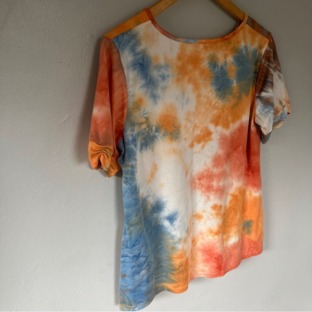 The Unbranded Brand Celeste v-neck short sleeve Tie Dye Shirt Orange Blue Large Size L / US 10 / IT 46 - 6 Thumbnail