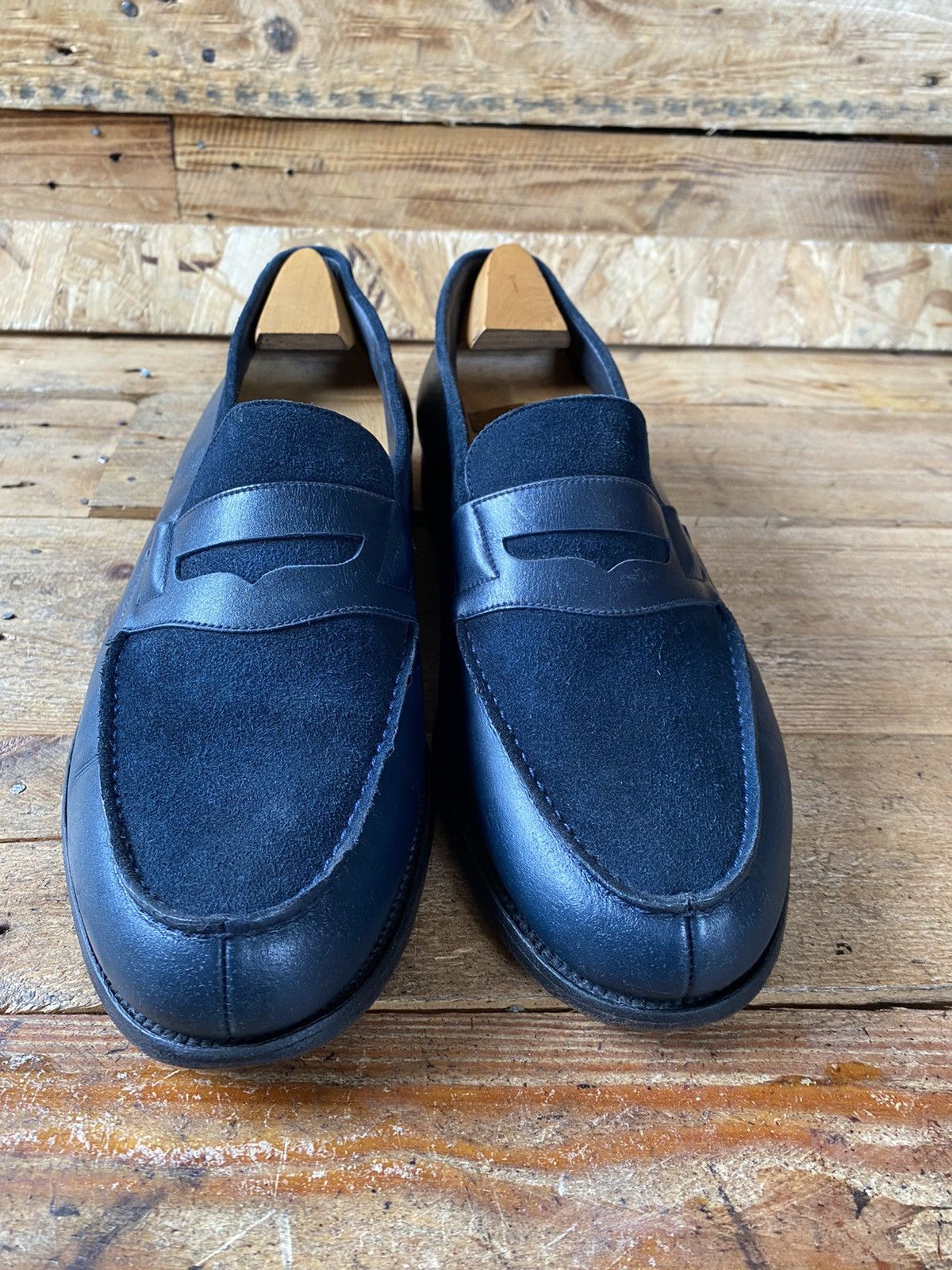 J.M. Weston J.M.Weston 180 blue suede penny loafers sz uk 9E US 10 Size US 9.5 / EU 42-43 - 3 Thumbnail
