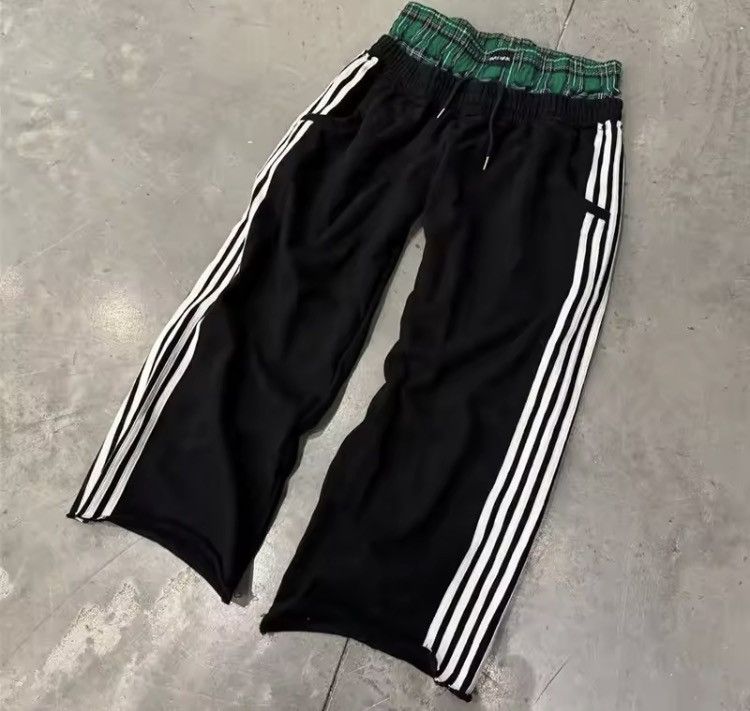 Japanese Brand Double-Waist Plaid Sweatpants Wide Leg Baggy - NEW Size US 34 / EU 50 - 2 Thumbnail
