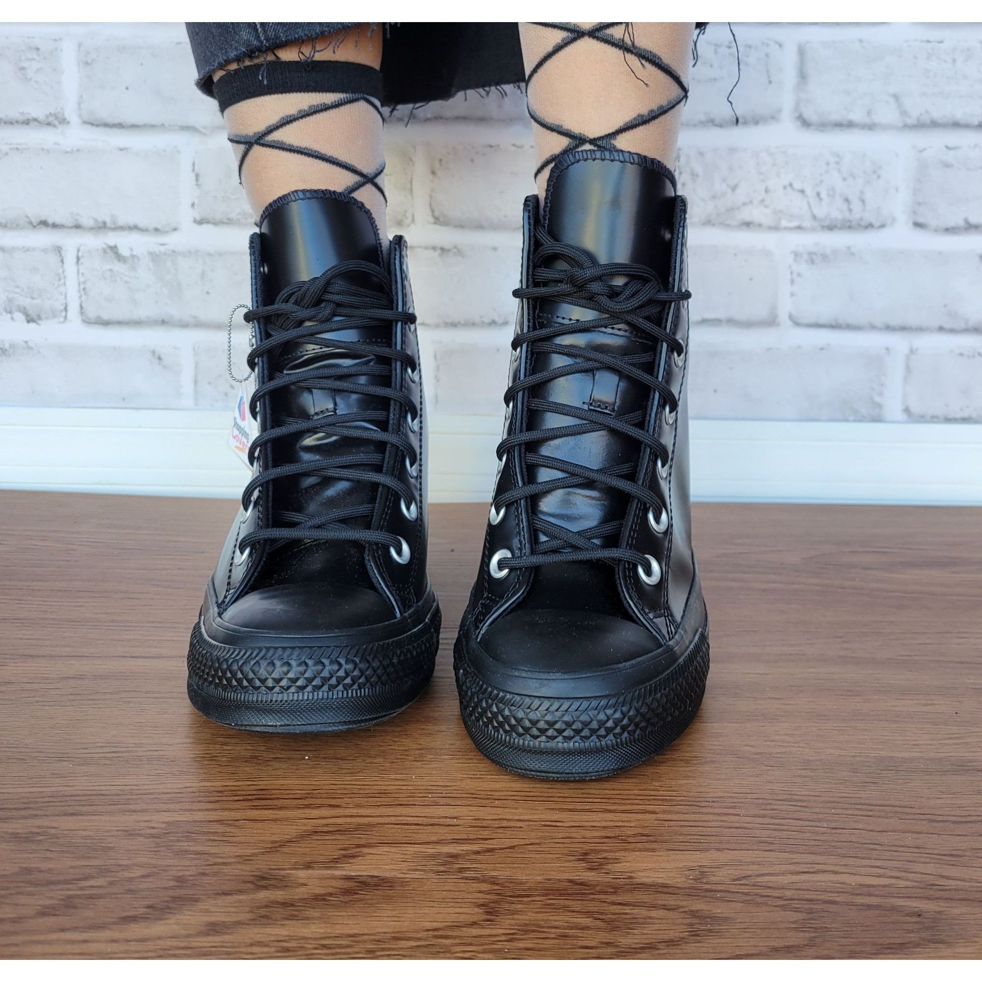 Converse ⭐Converse Chuck Taylor All Star Wedge Platform 7.5 Patent Le Size US 7.5 / IT 37.5 - 4 Thumbnail