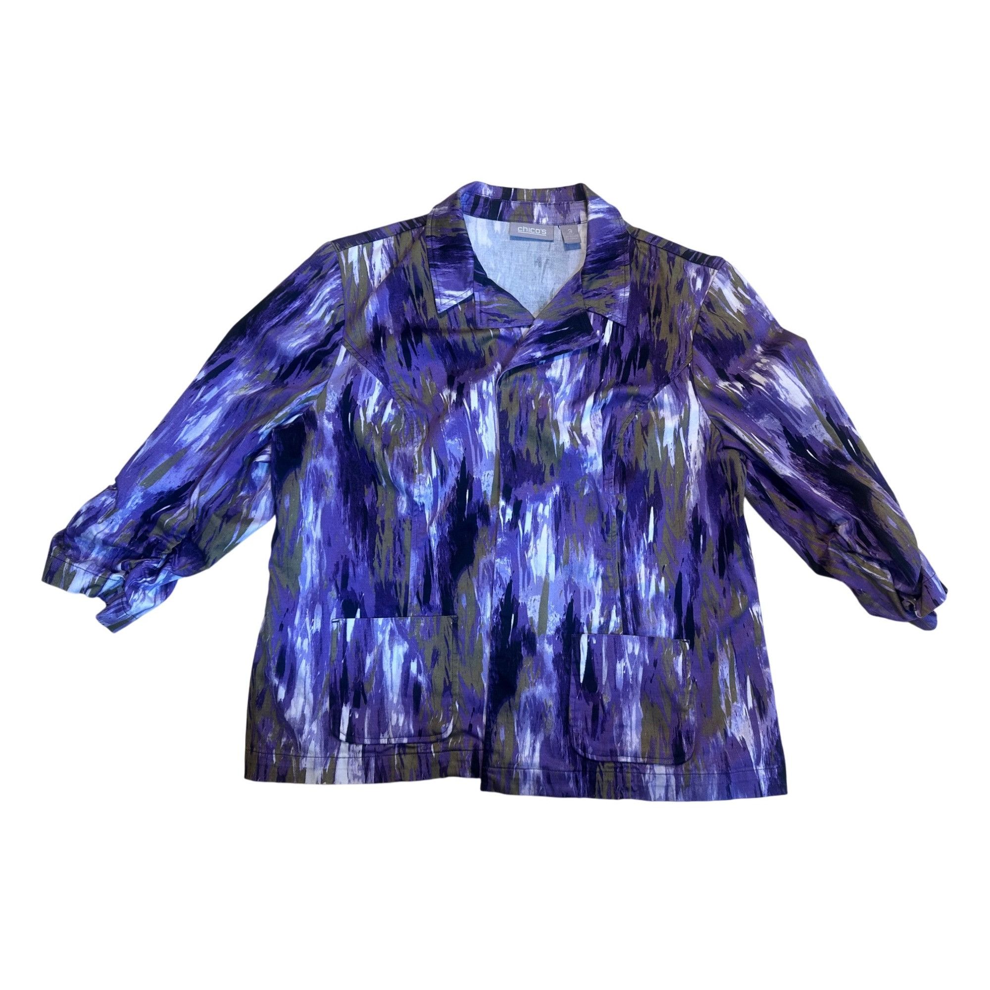 Chicos Chico’s Abstract Open Jacket Purple Size 3 Large NWOT Size XXL / US 16-18 / IT 52-54 - 3 Thumbnail