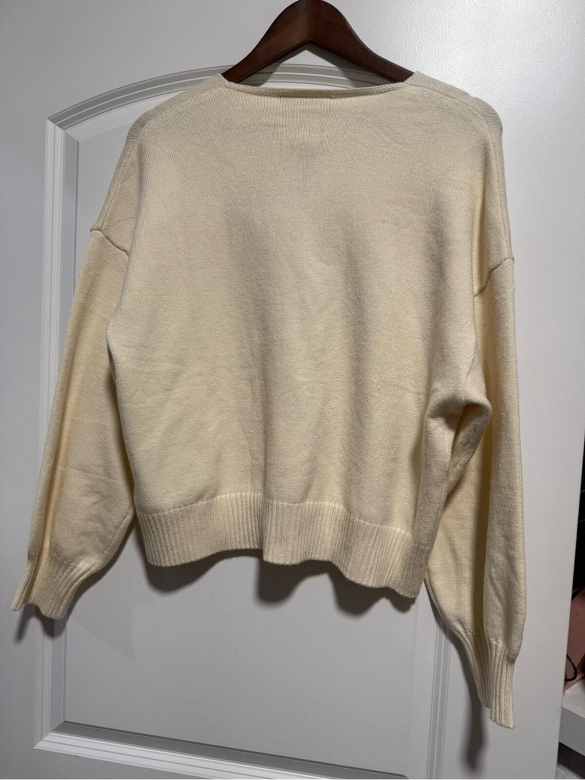 Other PrettyGarden Cream Bow-Front Knit Cardigan Size M / US 6-8 / IT 42-44 - 4 Thumbnail