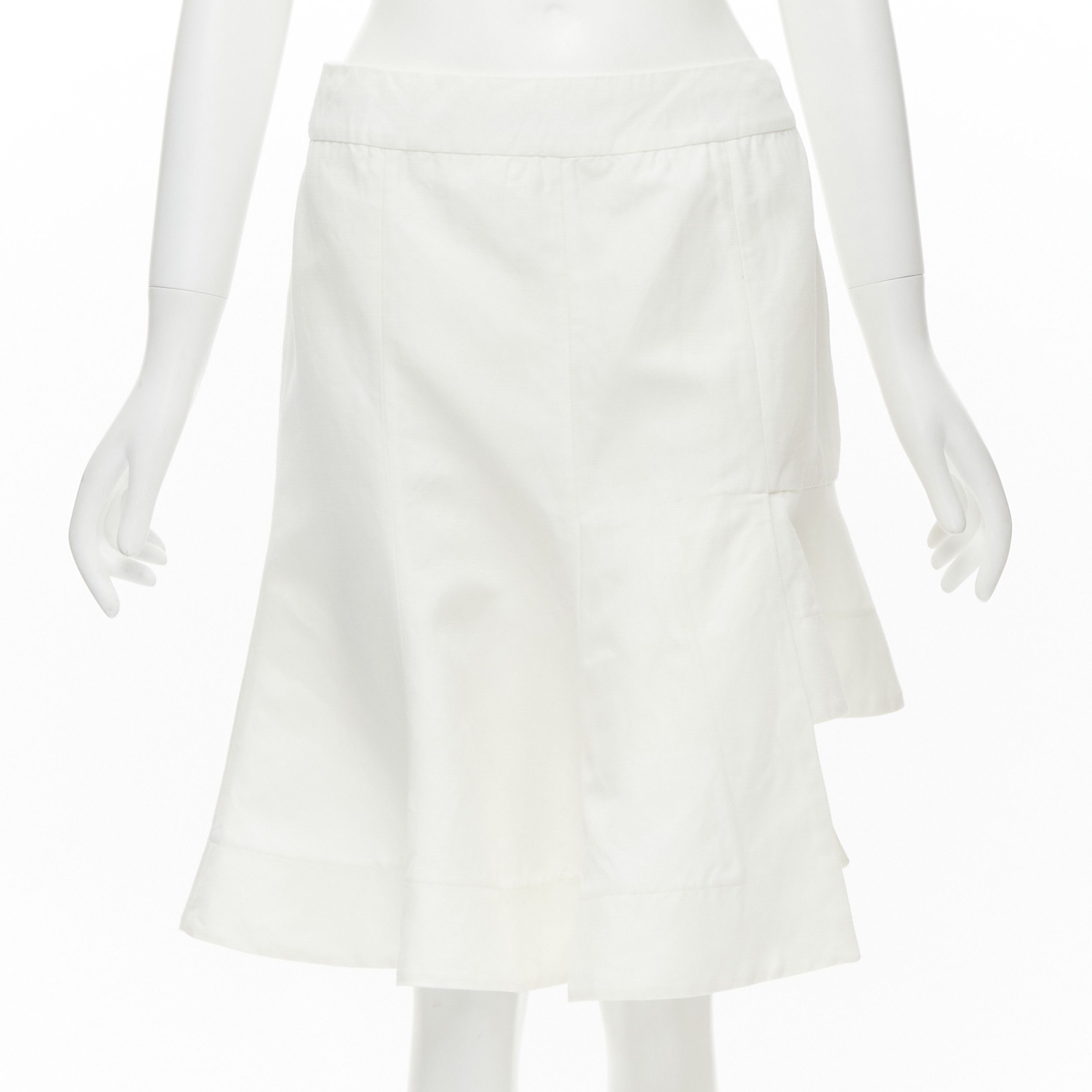 Marni MARNI white cotton linen asymmetric step hem pleated flared skirt IT42 S Size 28" / US 6 / IT 42 - 1 Thumbnail