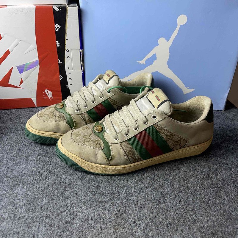 Gucci Screener Green Leather Sneakers -