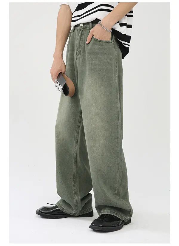 Japanese Brand VIBE Japanese retro green washed loose mid-rise jeans Size US 32 / EU 48 - 4 Thumbnail