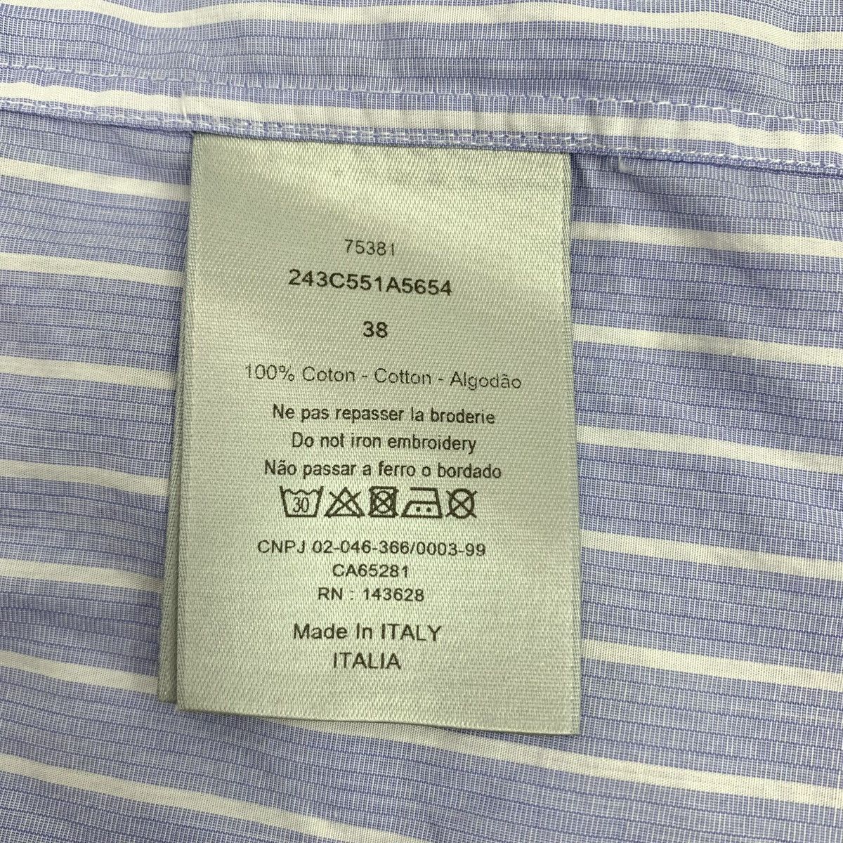 Dior Dior Blue Vertical Striped Cotton Long Sleeve Shirt K26WX Size US M / EU 48-50 / 2 - 9 Thumbnail