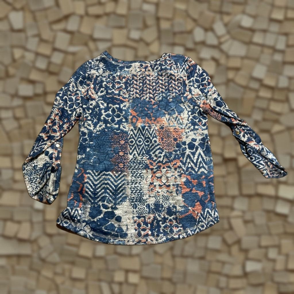 Vintage Ruby Rd. Shirt Women Size S Long Sleeve Orange White Blue Solid Casual Modern Lightweight Size S / US 4 / IT 40 - 1 Thumbnail