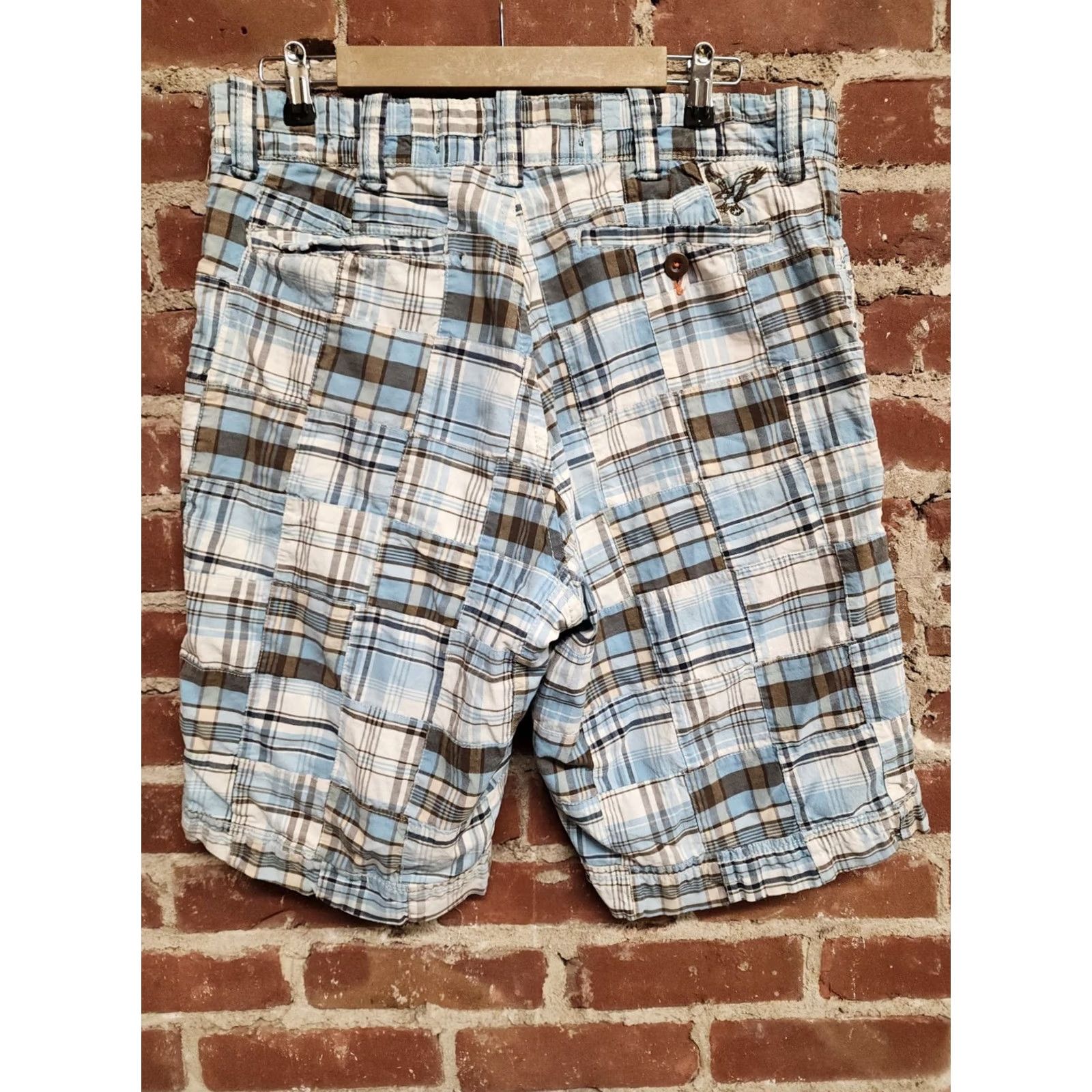 American Eagle Outfitters VINTAGE? American Eagle Mens Blue Patchwork Cargo Shorts 34 Plaid Cargo Shorts Blue Men Casual Travel Shorts Mens 34 Blue - Mens Size US 34 / EU 50 - 2 Thumbnail
