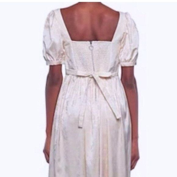 For Love & Lemons Cream Square Neck Wedding Dress Puff Sleeve Brocade Cottage Size M / US 6-8 / IT 42-44 - 6 Thumbnail