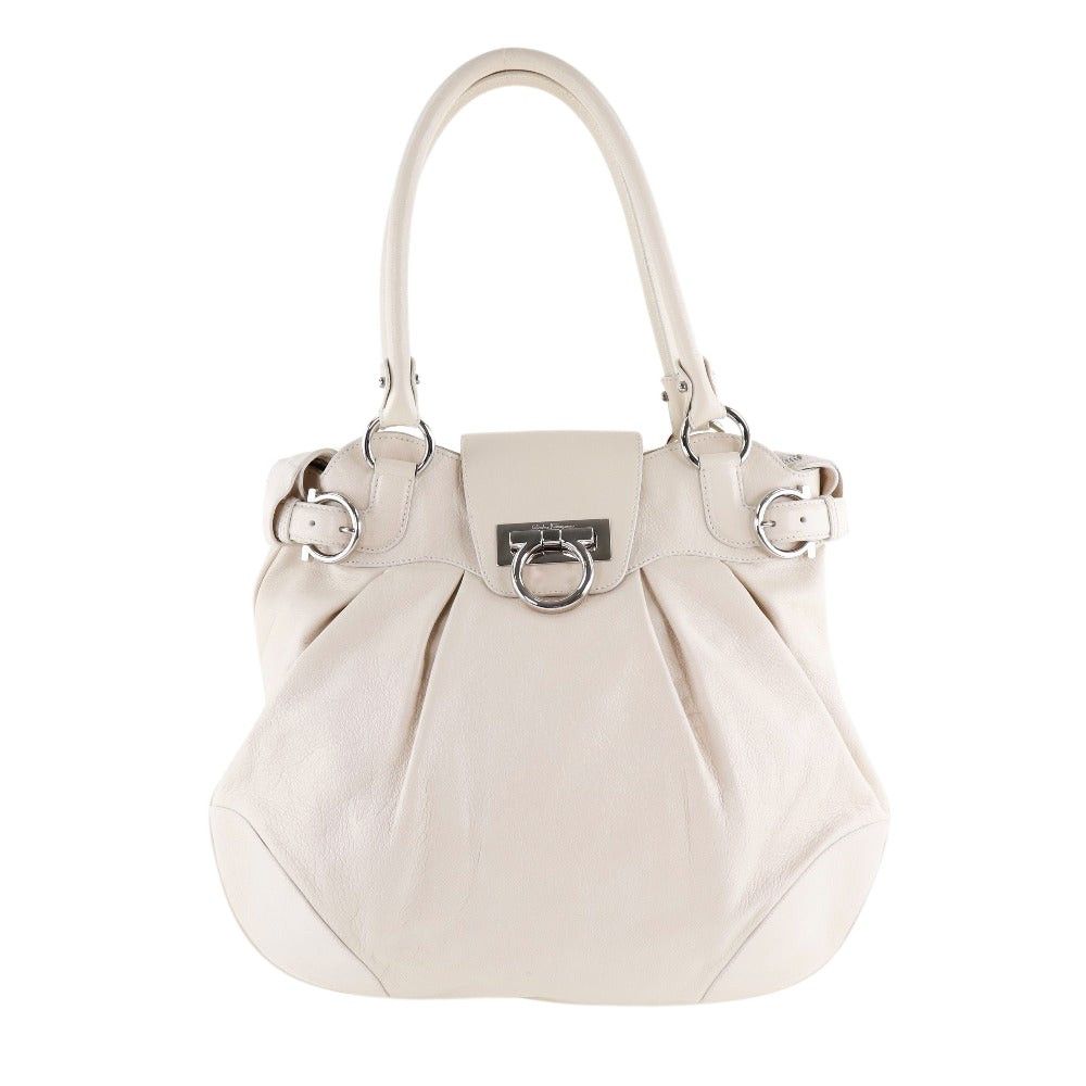 Salvatore Ferragamo Gancini White Leather Shoulder Bag (Pre-Owned) Size ONE SIZE - 1 Thumbnail
