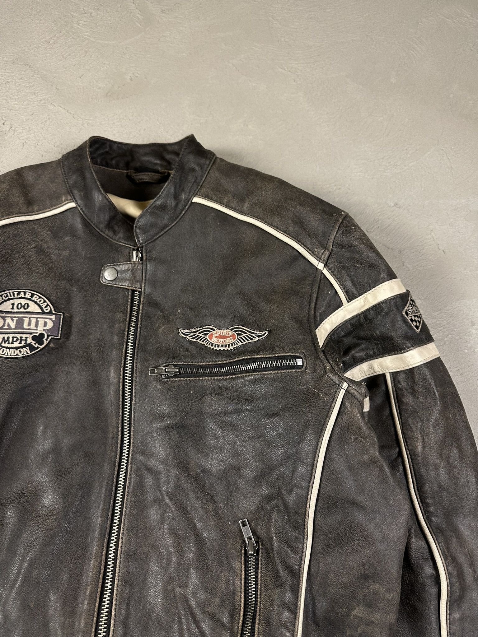 Vintage Vintage Leather Racing Patch Biker Boxy Jacket Size US XL / EU 56 / 4 - 6 Thumbnail