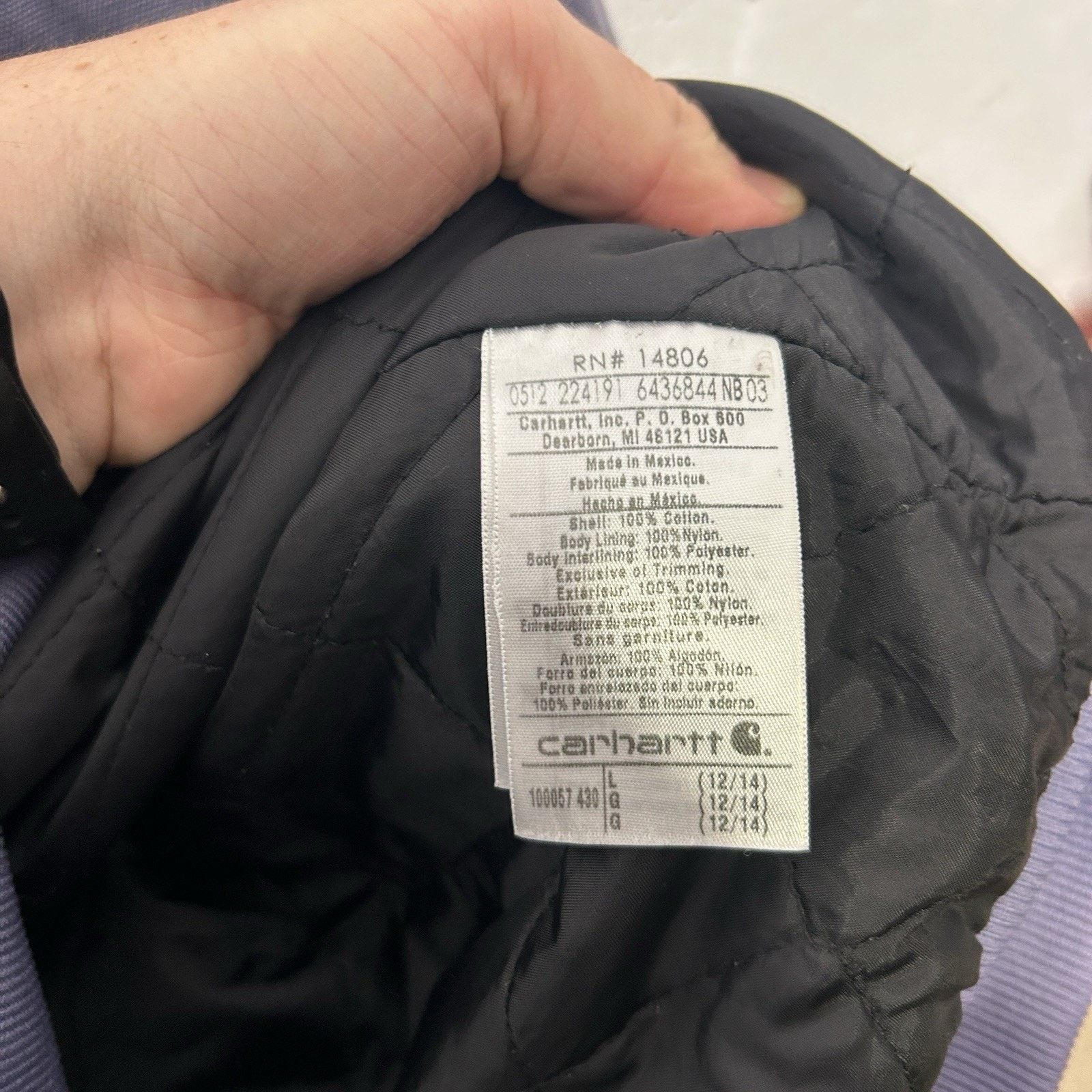 Carhartt Carhartt Quilted Hooded Active Jacket “Periwinkle” 100057 Size L / US 10 / IT 46 - 8 Thumbnail