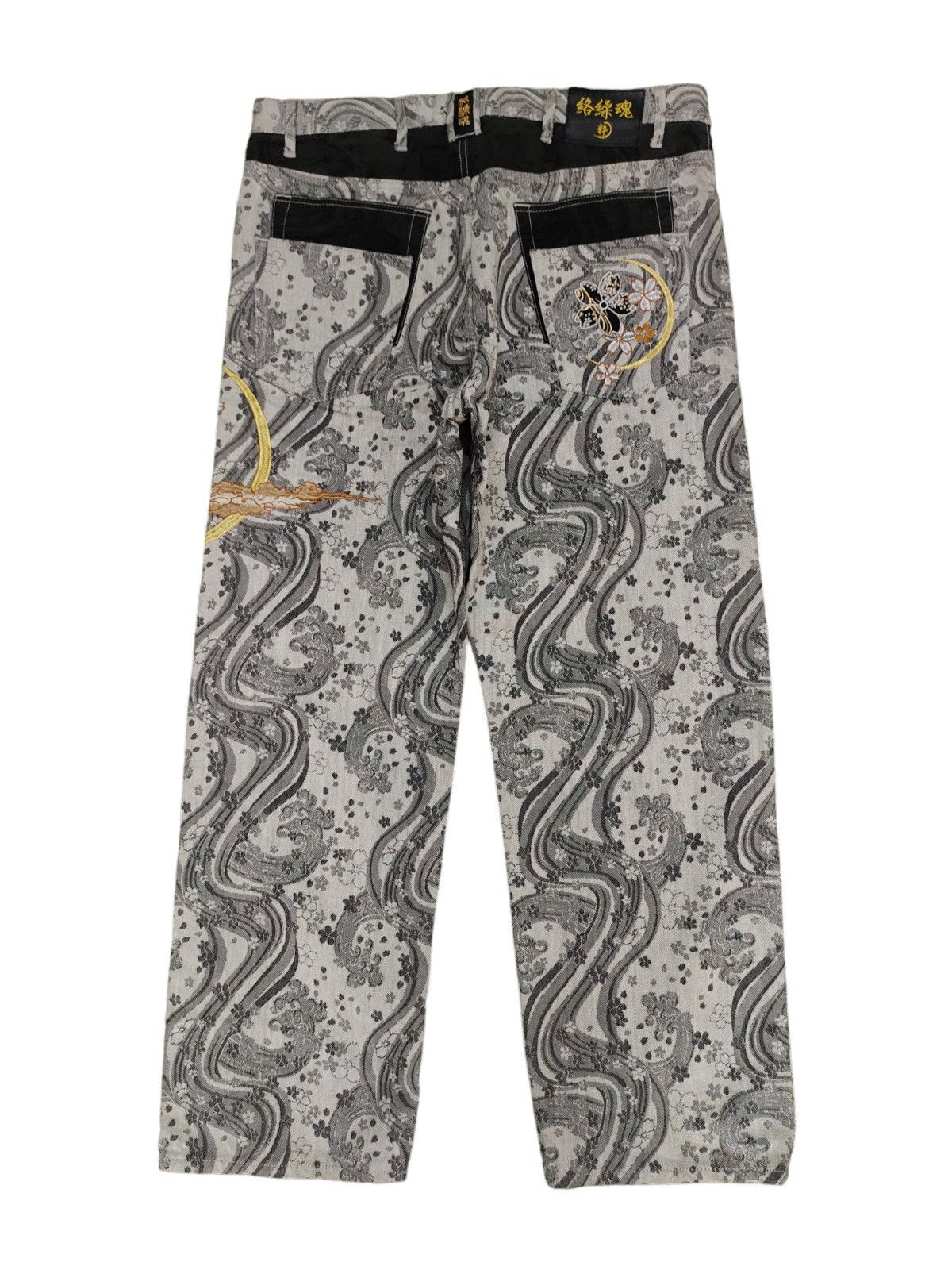 Karakuri Tamashii OG Karakuri Tamashi Sakura & Great Wave Embroider Baggy Jean Size US 39 - 2 Thumbnail