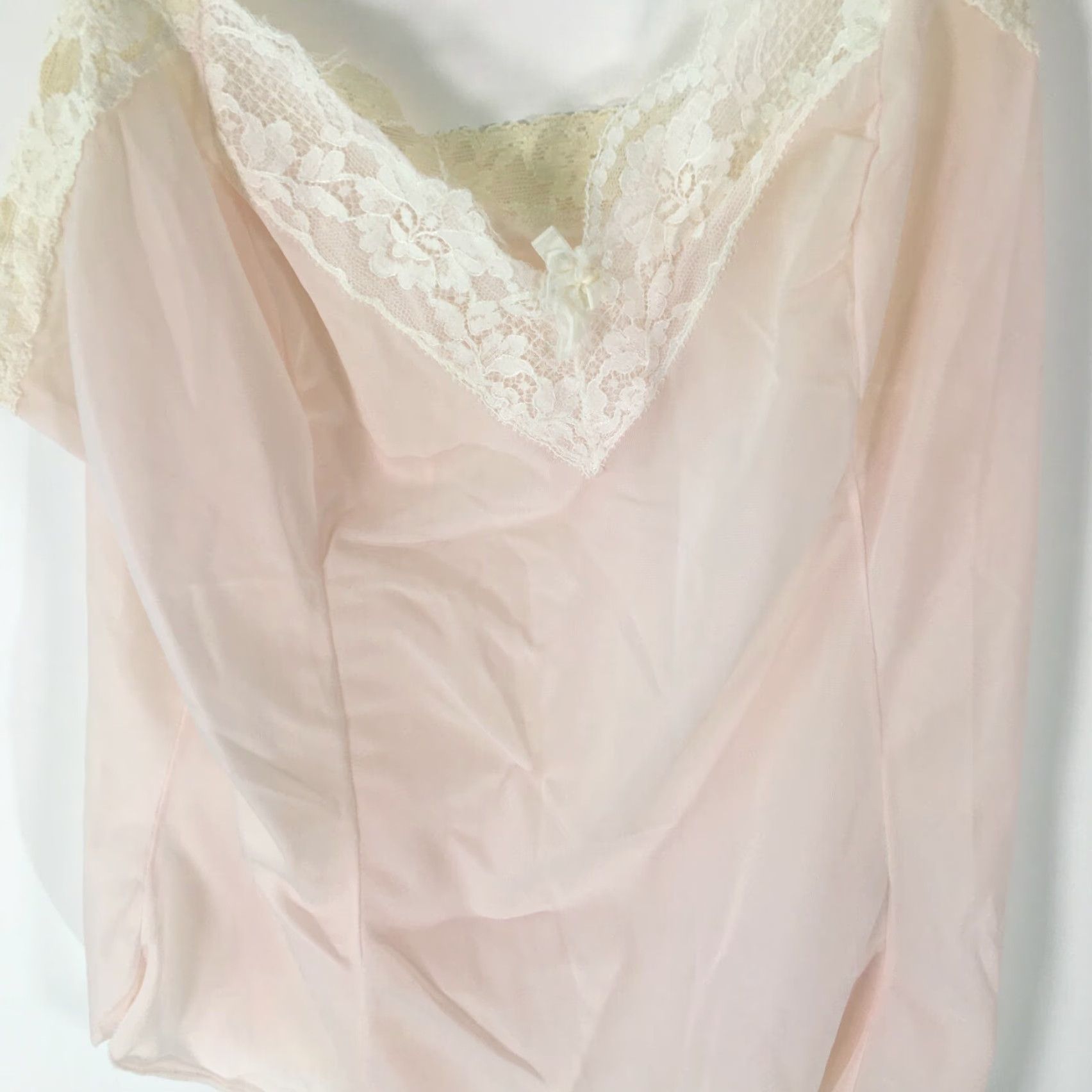 Vintage VINTAGE Olga Womens Tank Top Camisole Size 34 Medium Pink Lace Trim Breathable Casual Ladies Size XXS / US 00 / IT 34 - 3 Thumbnail