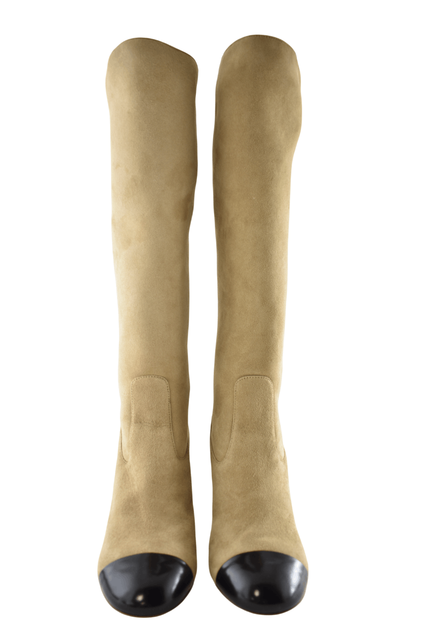 Chanel Chanel 24K Shearling Fur Logo Knee High Block Heel Boot 37.5 Size US 7.5 / IT 37.5 - 13 Thumbnail