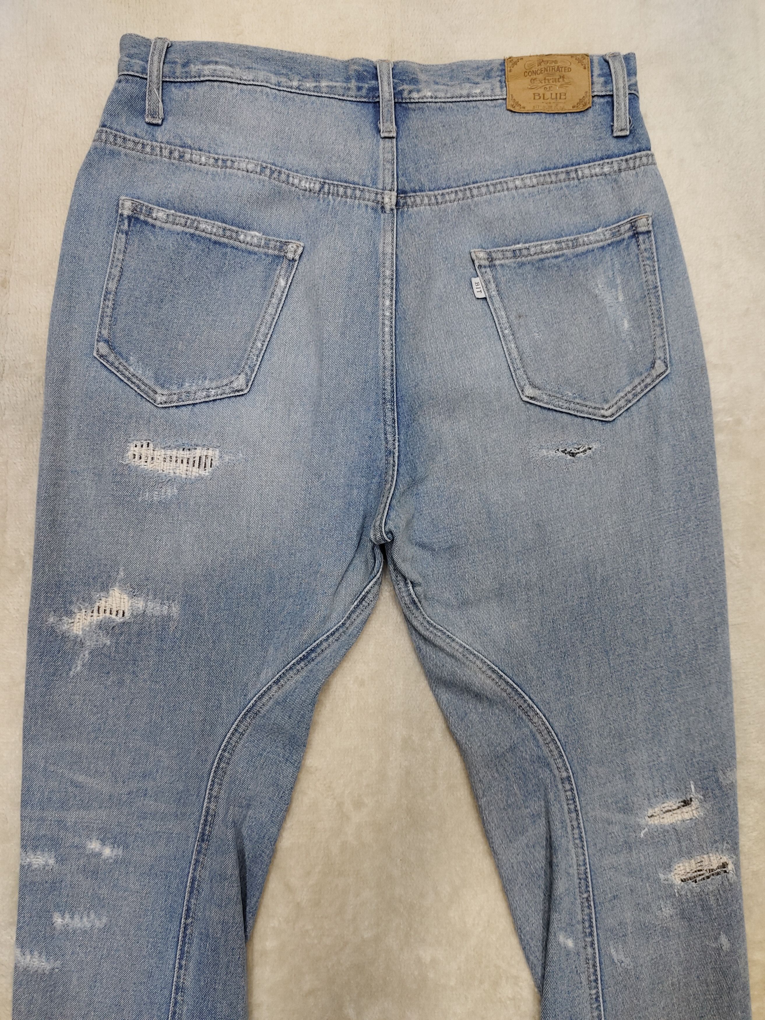 Japanese Brand SICK🇯🇵 Bit Blue 🇯🇵 Distressed Stitch Jeans Size US 33 - 4 Thumbnail
