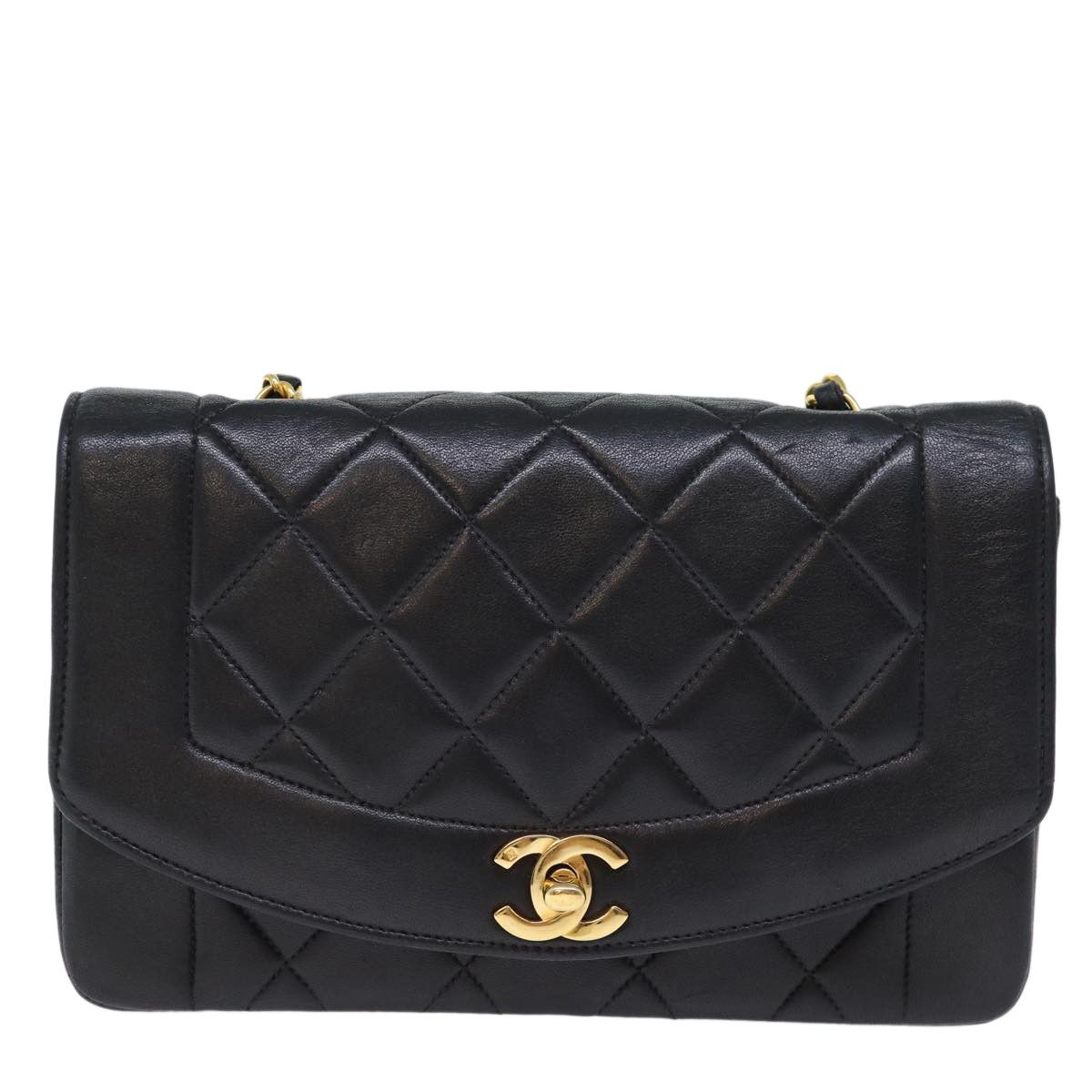 Diana Black Leather Shoulder Bag (Pre-Owned)