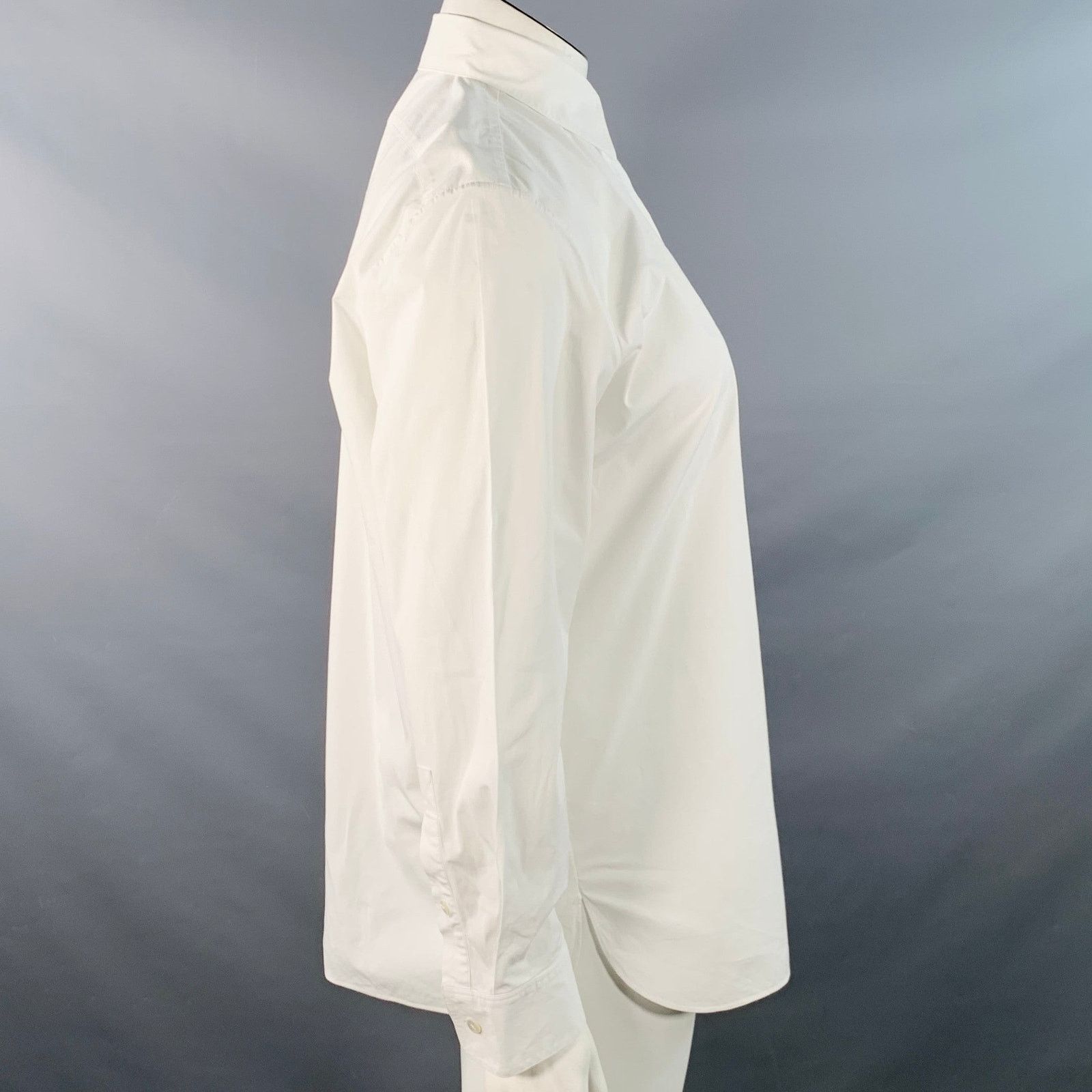 Theory THEORY Size L White Cotton Blend Hidden Placket Shirt Size L / US 10 / IT 46 - 2 Thumbnail