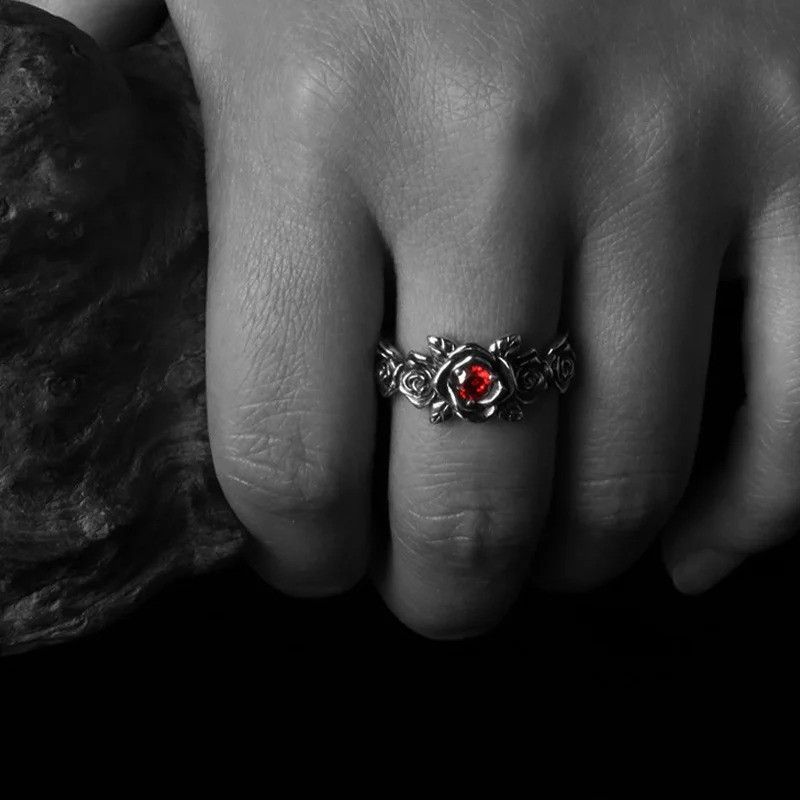 Jewelry × Vintage Retro Red Heart Rose Ring Size ONE SIZE - 5 Thumbnail