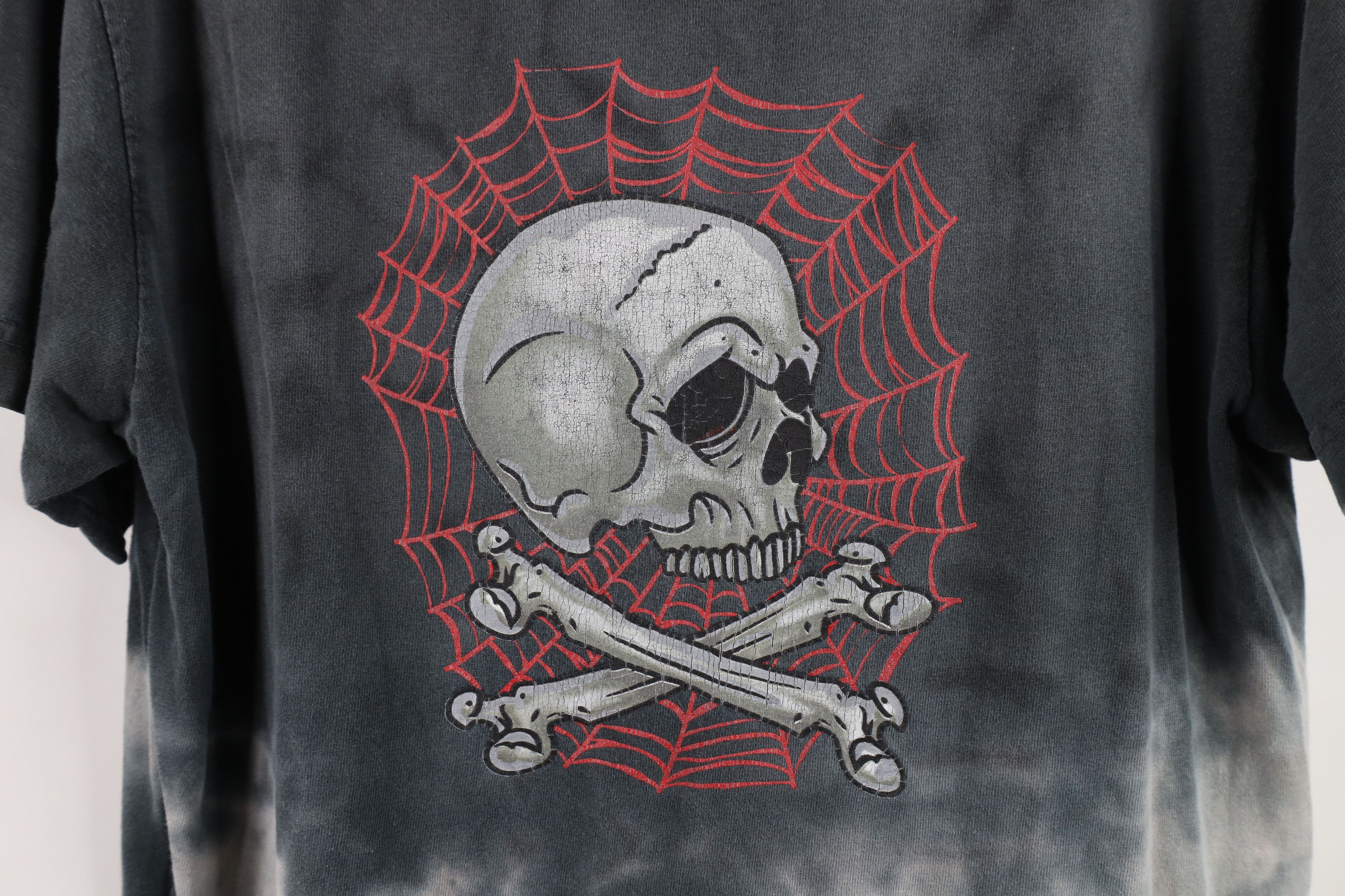 Vintage Vintage 90s Y2K Streetwear Acid Wash Skull Skeleton T-Shirt Size US S / EU 44-46 / 1 - 4 Thumbnail