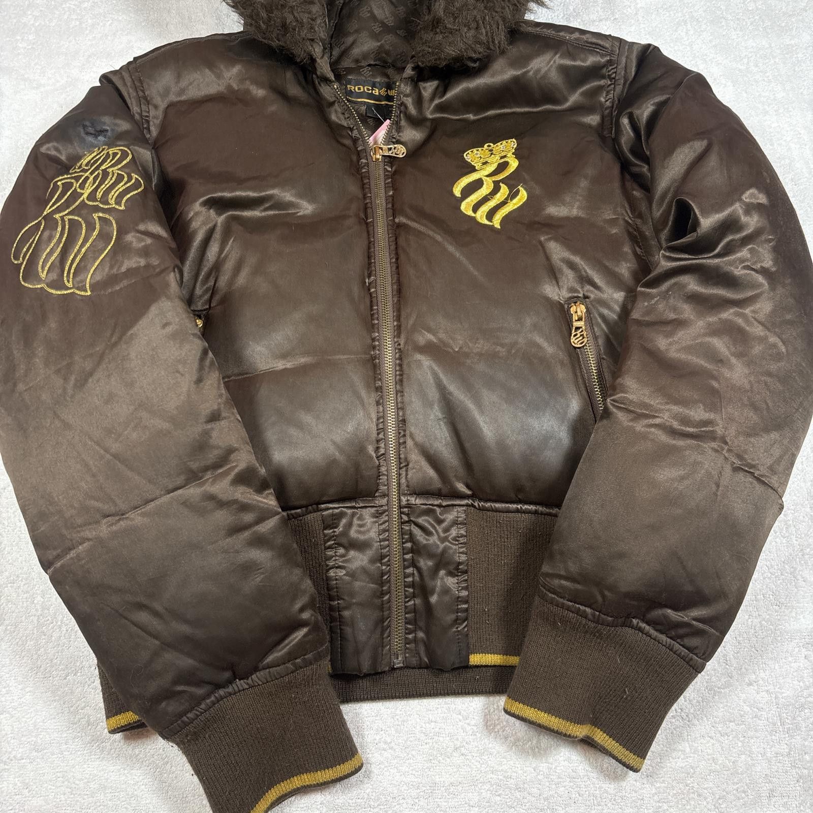 Rocawear y2k brown roca wear fur puffer jacket Size L / US 10 / IT 46 - 1 Thumbnail