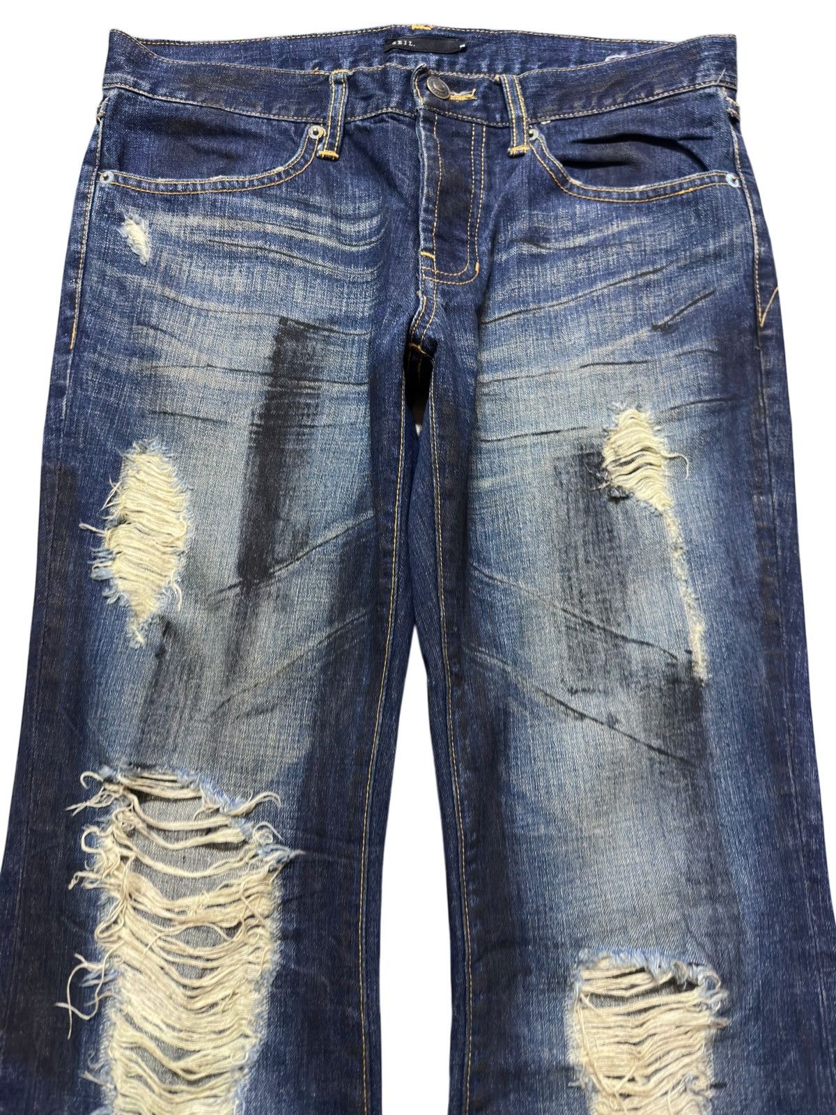 If Six Was Nine Vintage Seil Flare Bootcut Ripped Distressed Denim Size US 31 - 2 Thumbnail