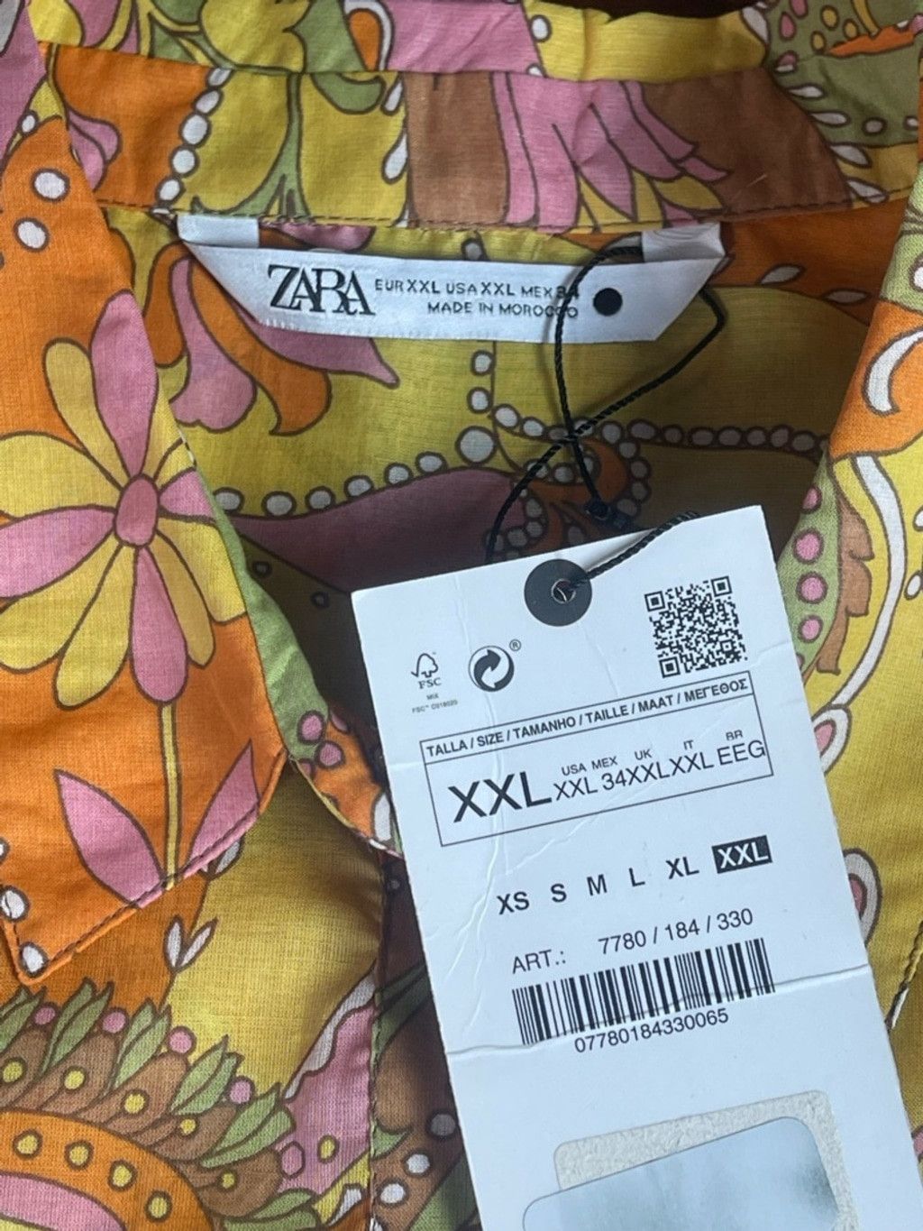 Zara ZARA XXL Retro 70s Psychedelic Floral Paisley Cotton Shirt Size XXL / US 16-18 / IT 52-54 - 5 Thumbnail