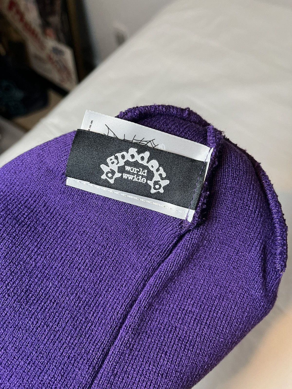 Sp5der Purple Fuzzy Sp5der Mohair Beanie Size ONE SIZE - 7 Thumbnail