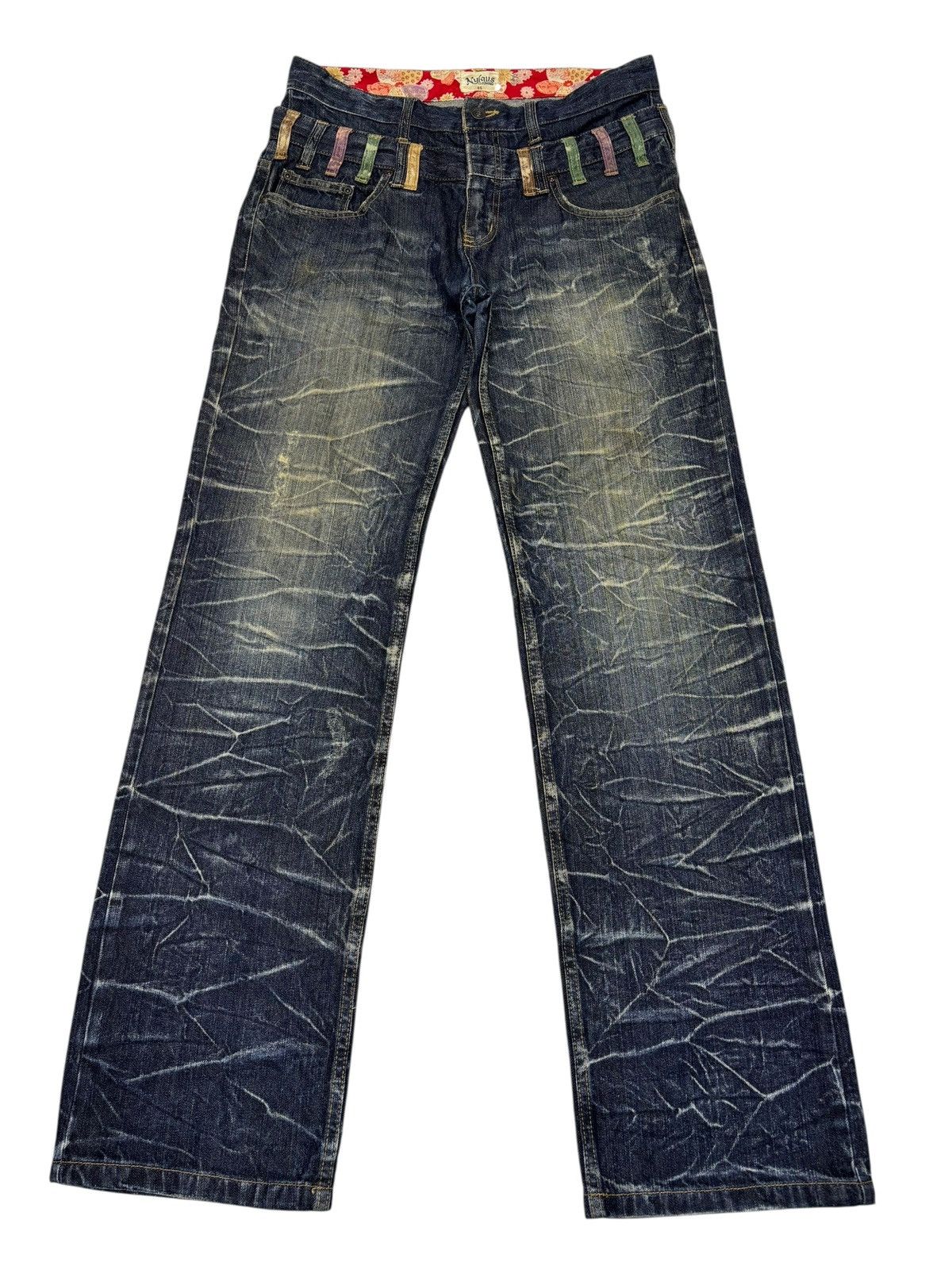 If Six Was Nine 🔥NYLAUS Double Waist Claw Mark Distressed Denim Jeans Size US 32 / EU 48 - 1 Thumbnail