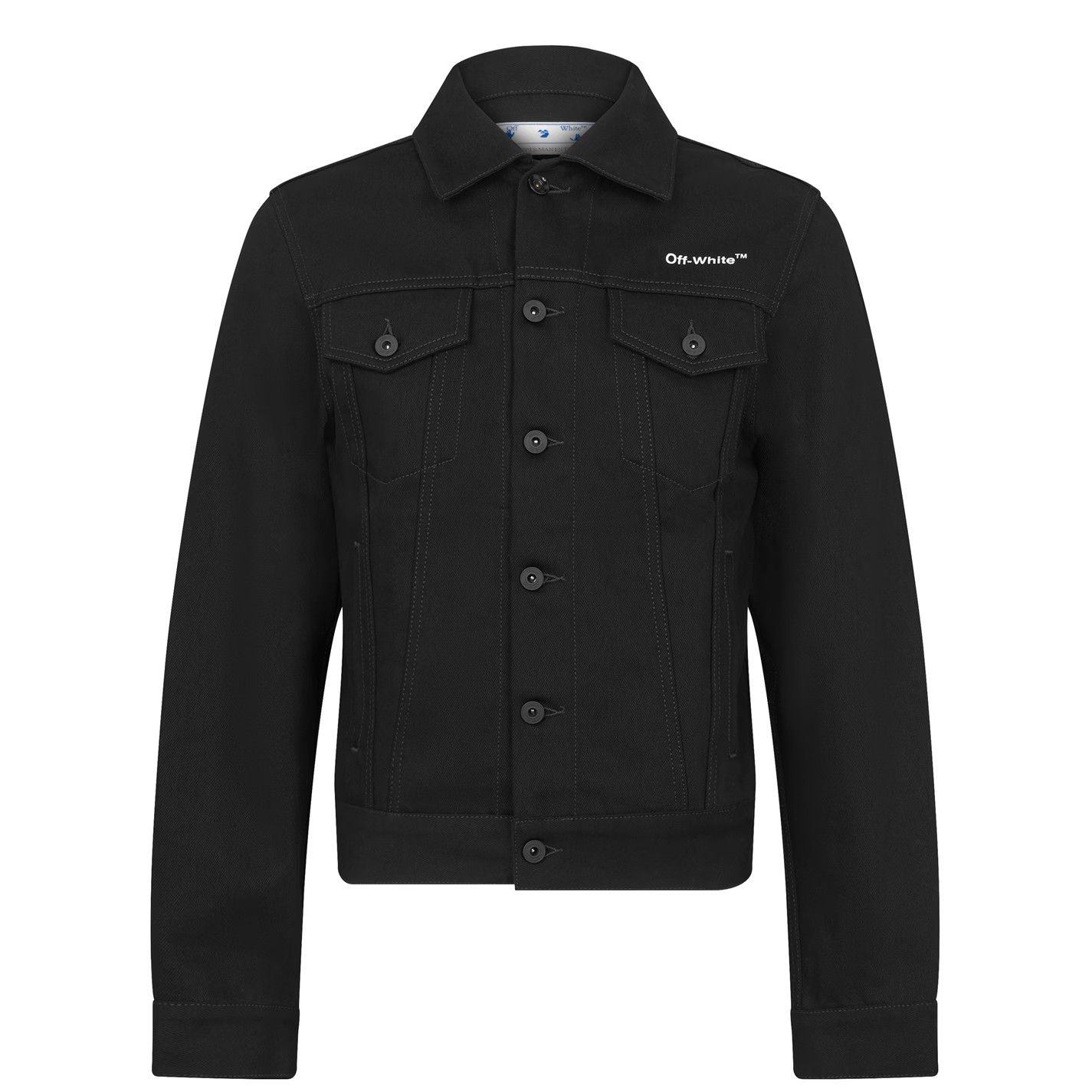 Off-White o1g2r1mq0226 Diagonal Print Denim Jacket in Black Size US XXL / EU 58 / 5 - 1 Thumbnail