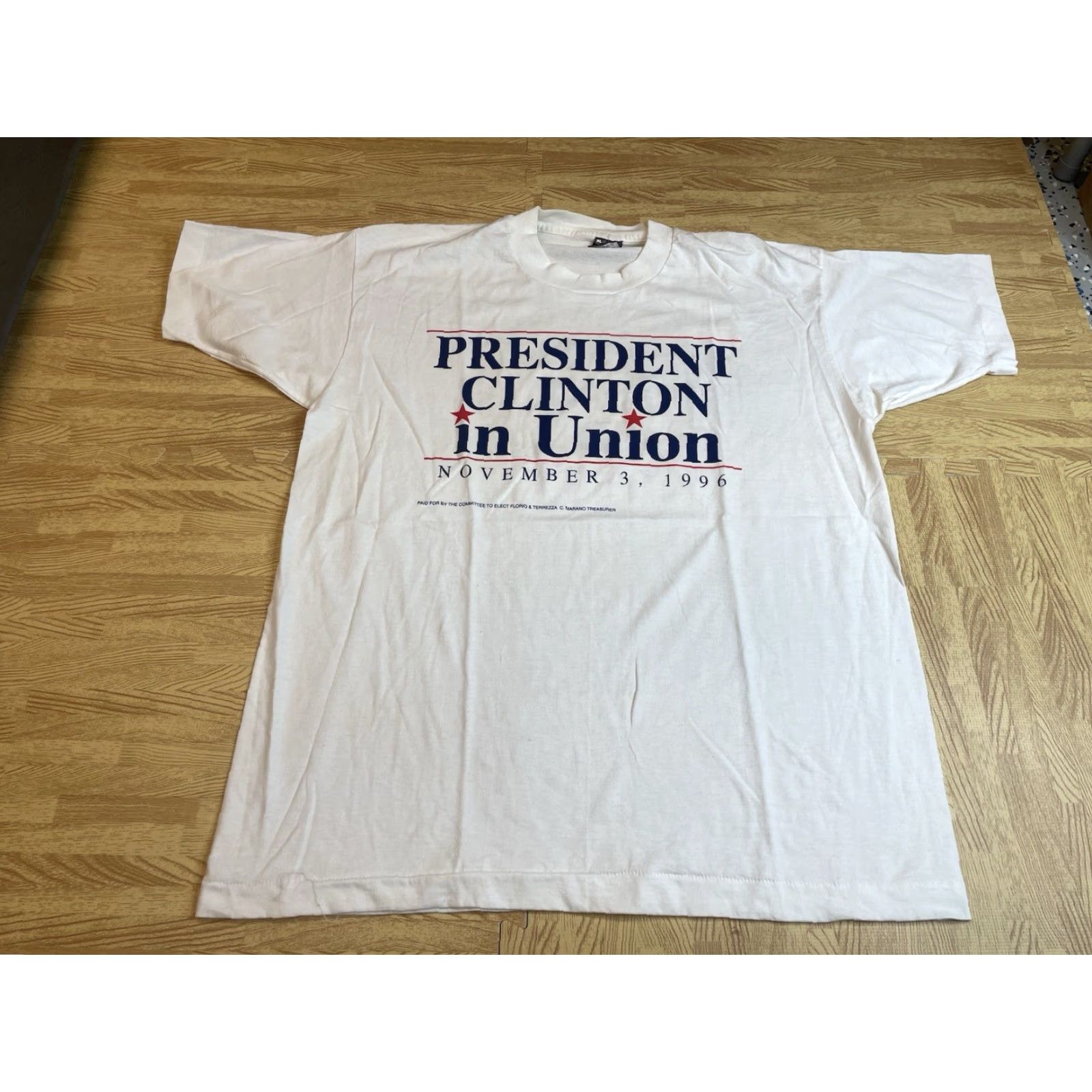 Fruit Of The Loom VINTAGE Bill Clinton Presidential T-Shirt 1996 Double-Sided Size XL Men White Cotton Short Sleeve Crew Neck T-Shirt Size US XL / EU 56 / 4 - 2 Thumbnail