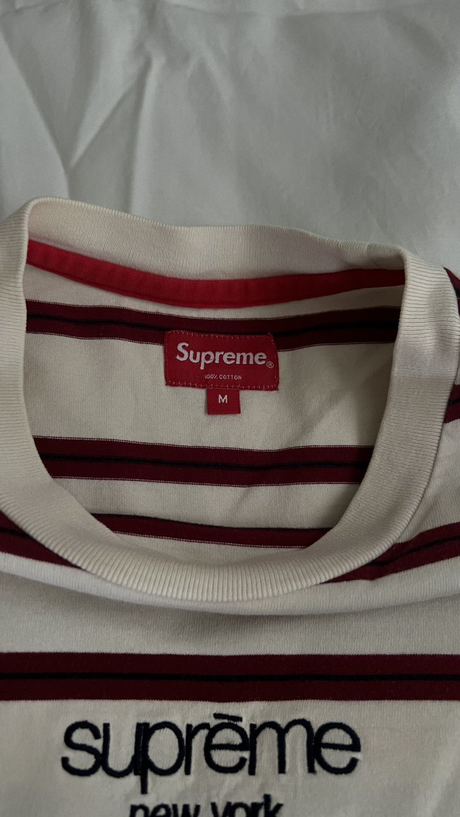 Supreme Supreme Classic Logo Striped L/S Shirt Size US L / EU 52-54 / 3 - 4 Thumbnail