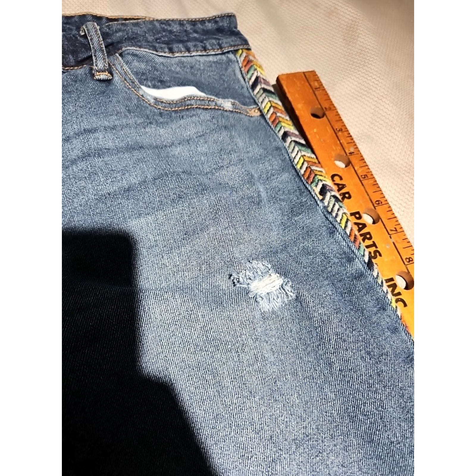 Vintage Knox Rose Jeans Womens 10 Blue Size Straight Aztec Embroidered Casual Denim Pant Size 32" / US 10 / IT 46 - 5 Thumbnail