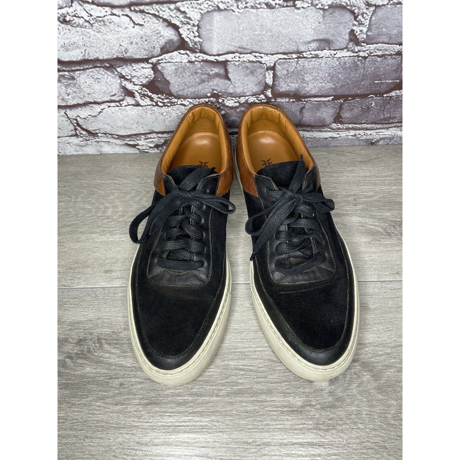 Frye Frye Black Suede Brown Leather Lace Up Low Top Casual Shoes Size US 10 / EU 43 - 23 Thumbnail
