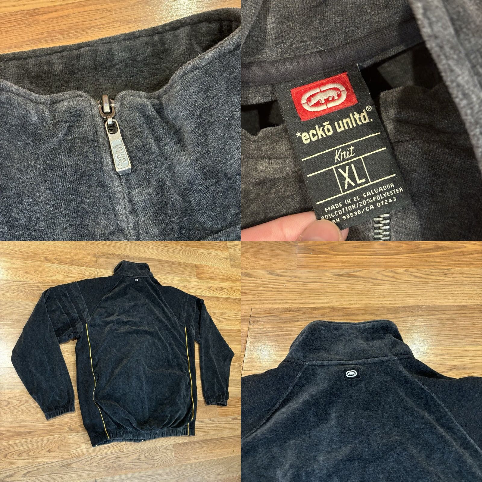 Ecko Unltd. VINTAGE Ecko Unltd Knit Jacket Gray Velour Track Full Zip Men’s XL Jacket Size US XL / EU 56 / 4 - 8 Thumbnail