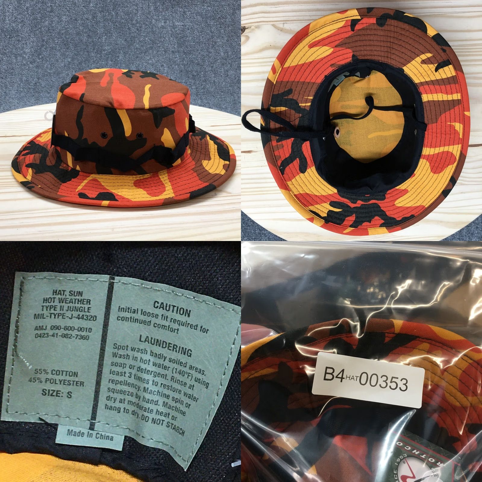 Rothco Rothco Bucket Hat Unisex Black Orange Camo Small Fitted Round Brim Cotton Blend Size ONE SIZE - 8 Thumbnail