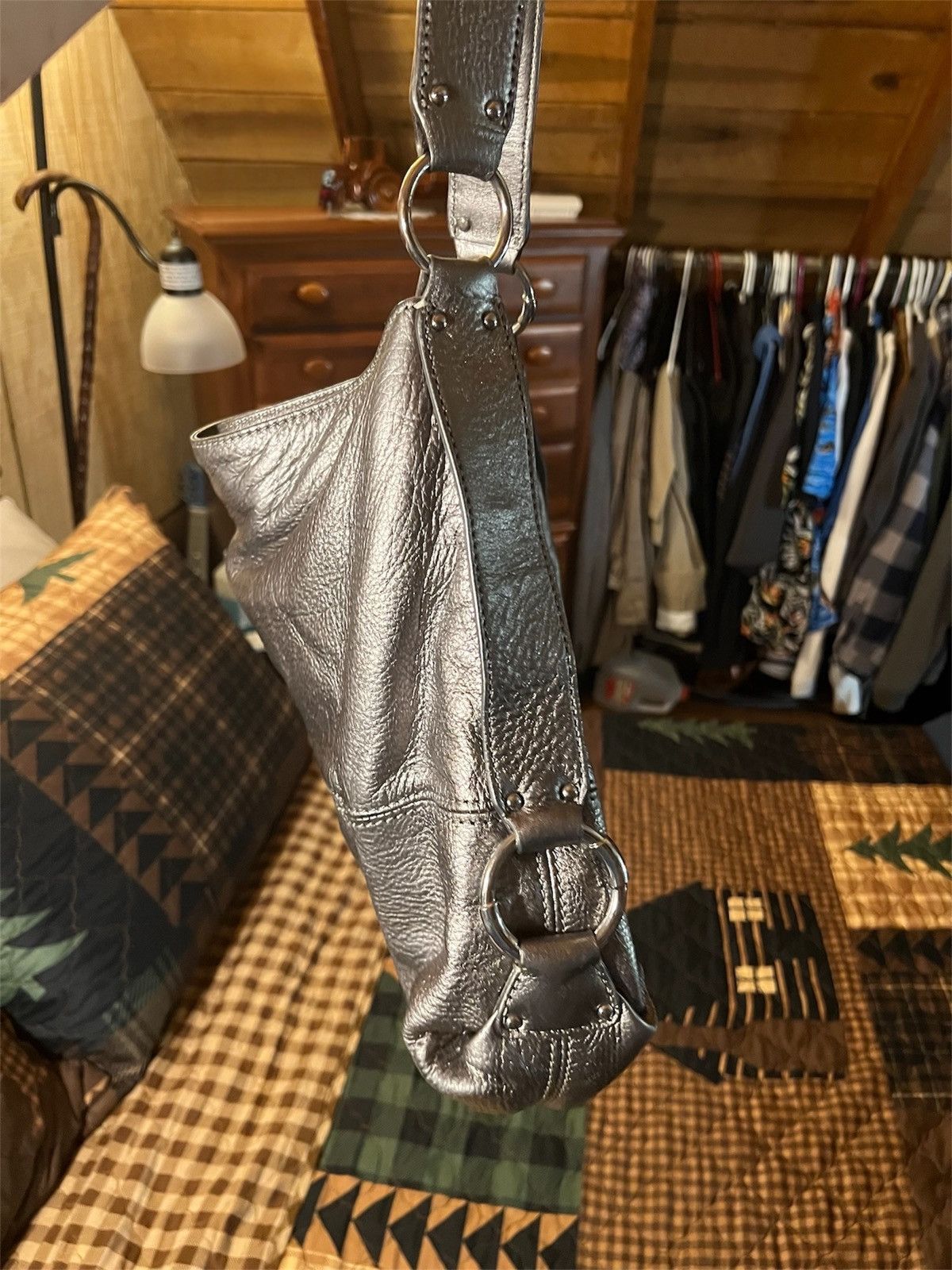 Michael Kors Michael Kors Austin Handbag Hobo Gray Silver Shoulder Bag Size ONE SIZE - 3 Thumbnail